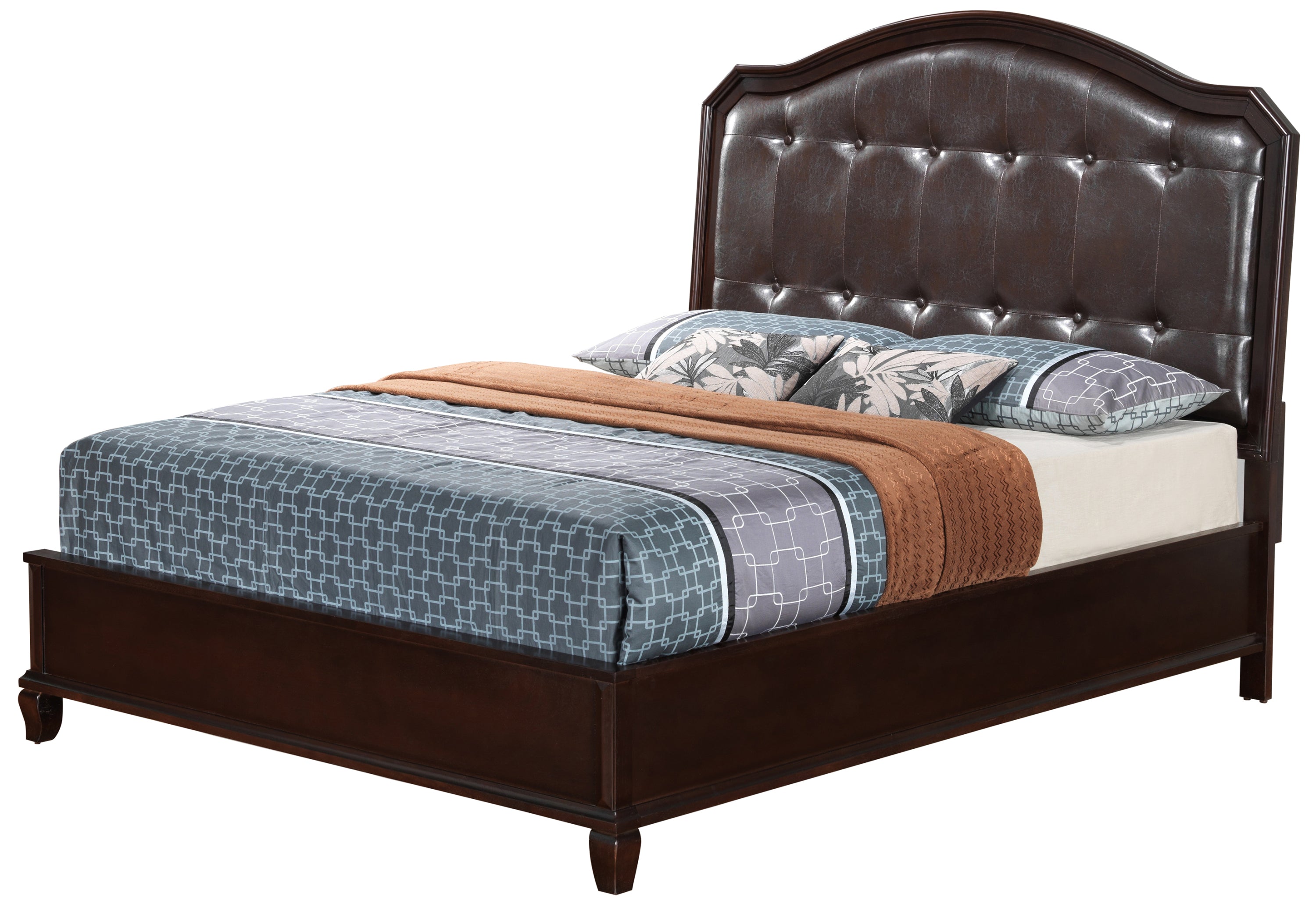 Transitional Cappuccino Queen Bed - Stylish Bedroom Furniture