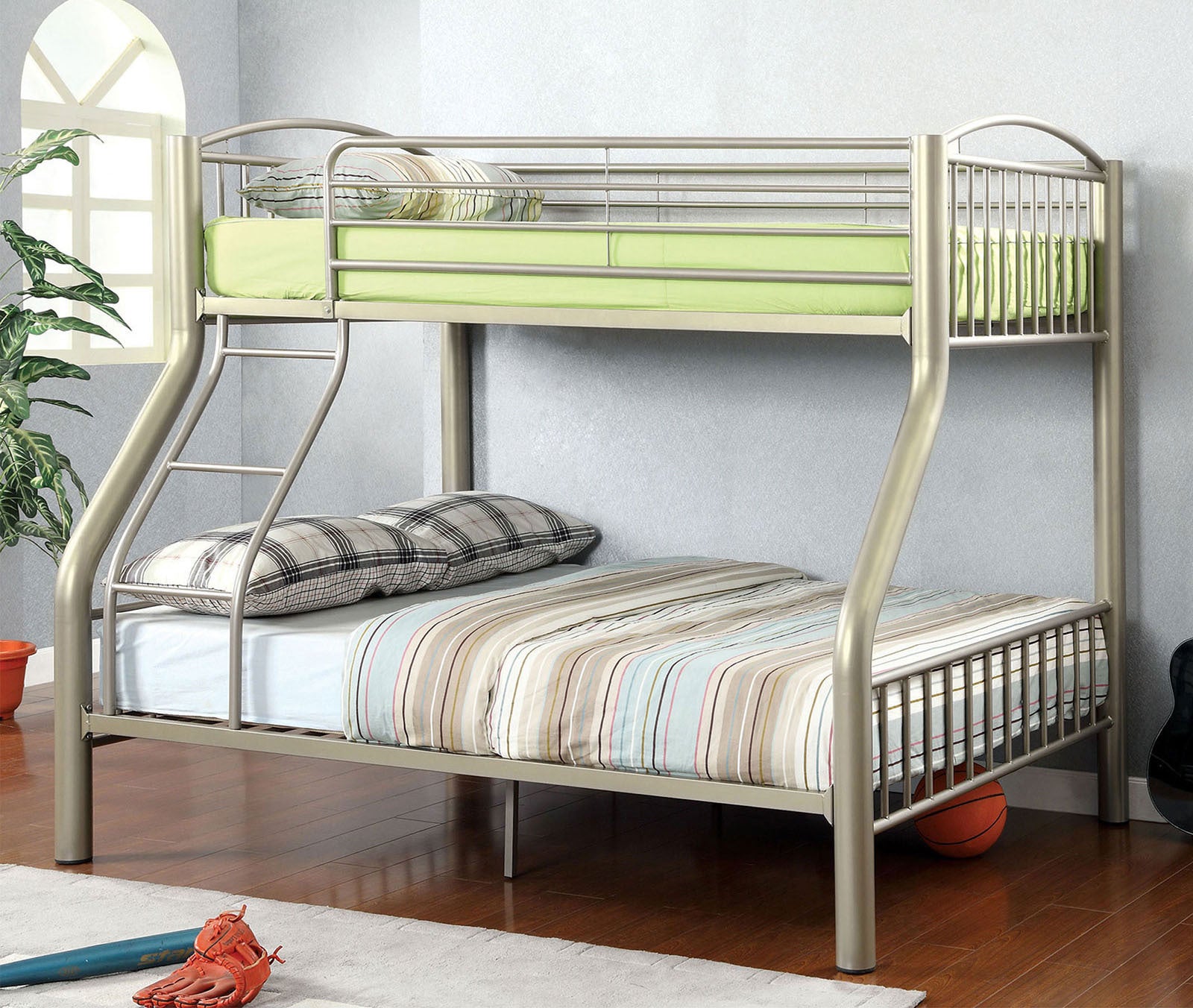 Contemporary Gold Twin Over Full Metal Bunk Bed