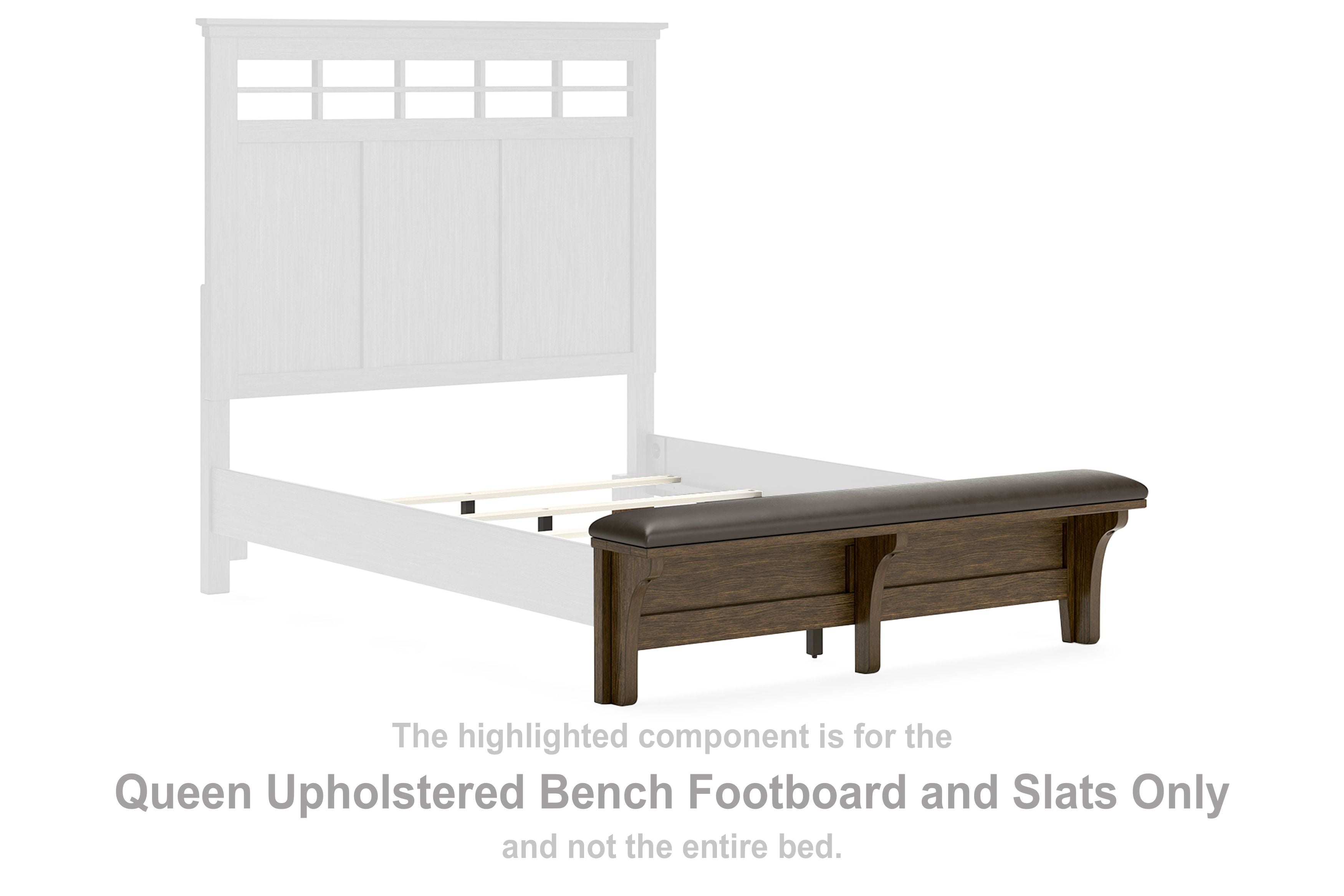 Shawbeck - Medium Brown - Queen Upholstered Bench Footboard and Slats