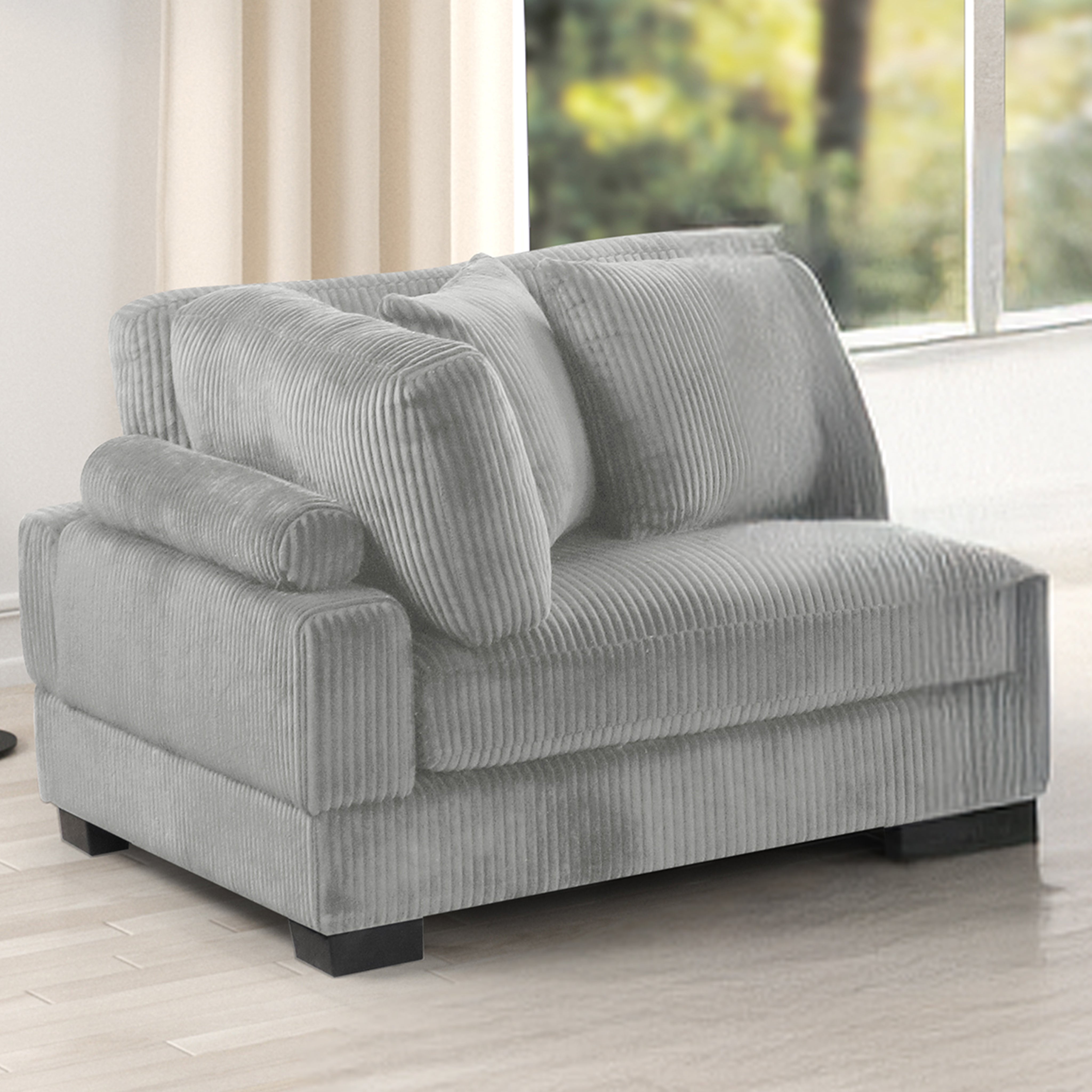 Bentley Modern Gray Corduroy Corner Wedge Sofa NJ Warehouse