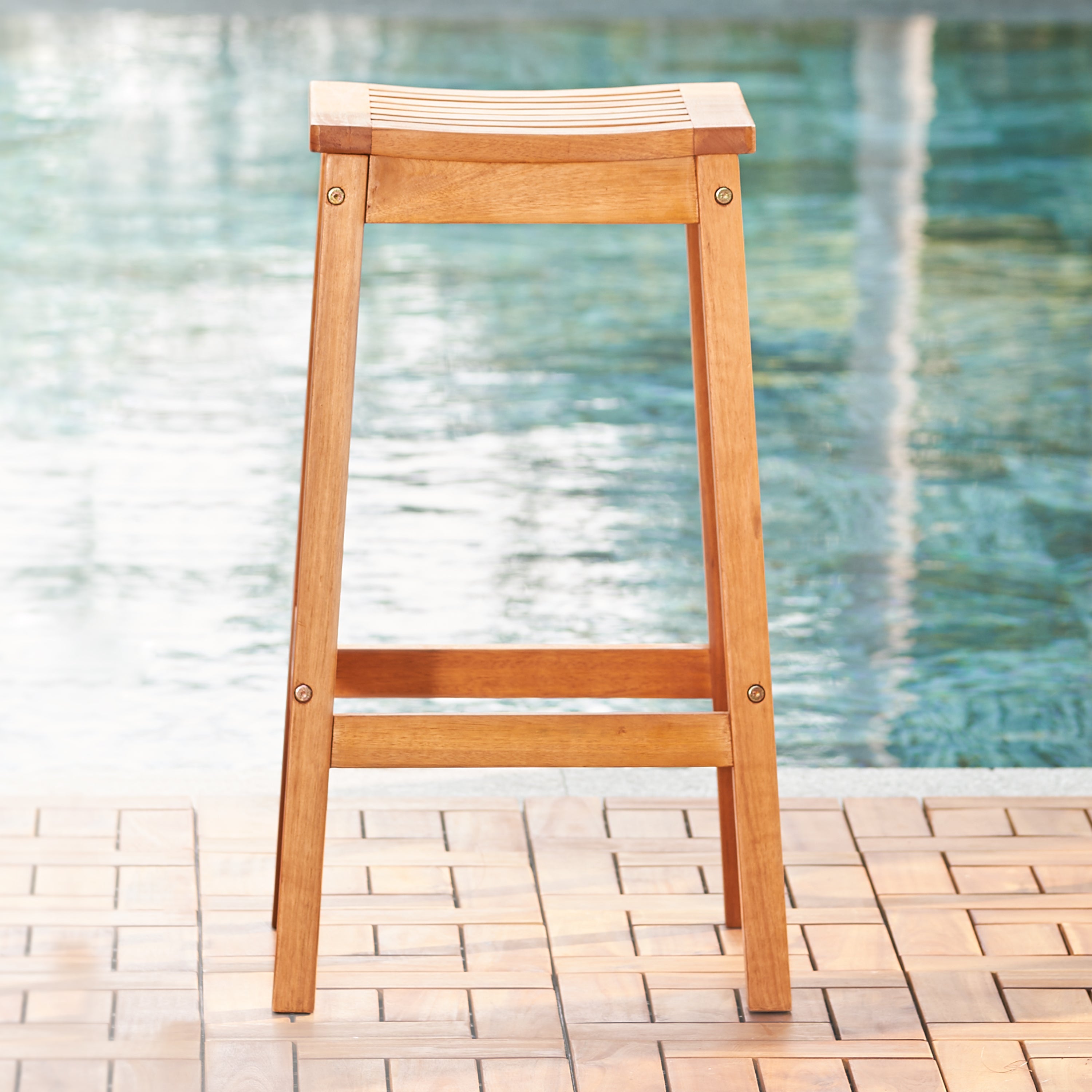 Honey Eucalyptus Wooden Outdoor Dining Stool