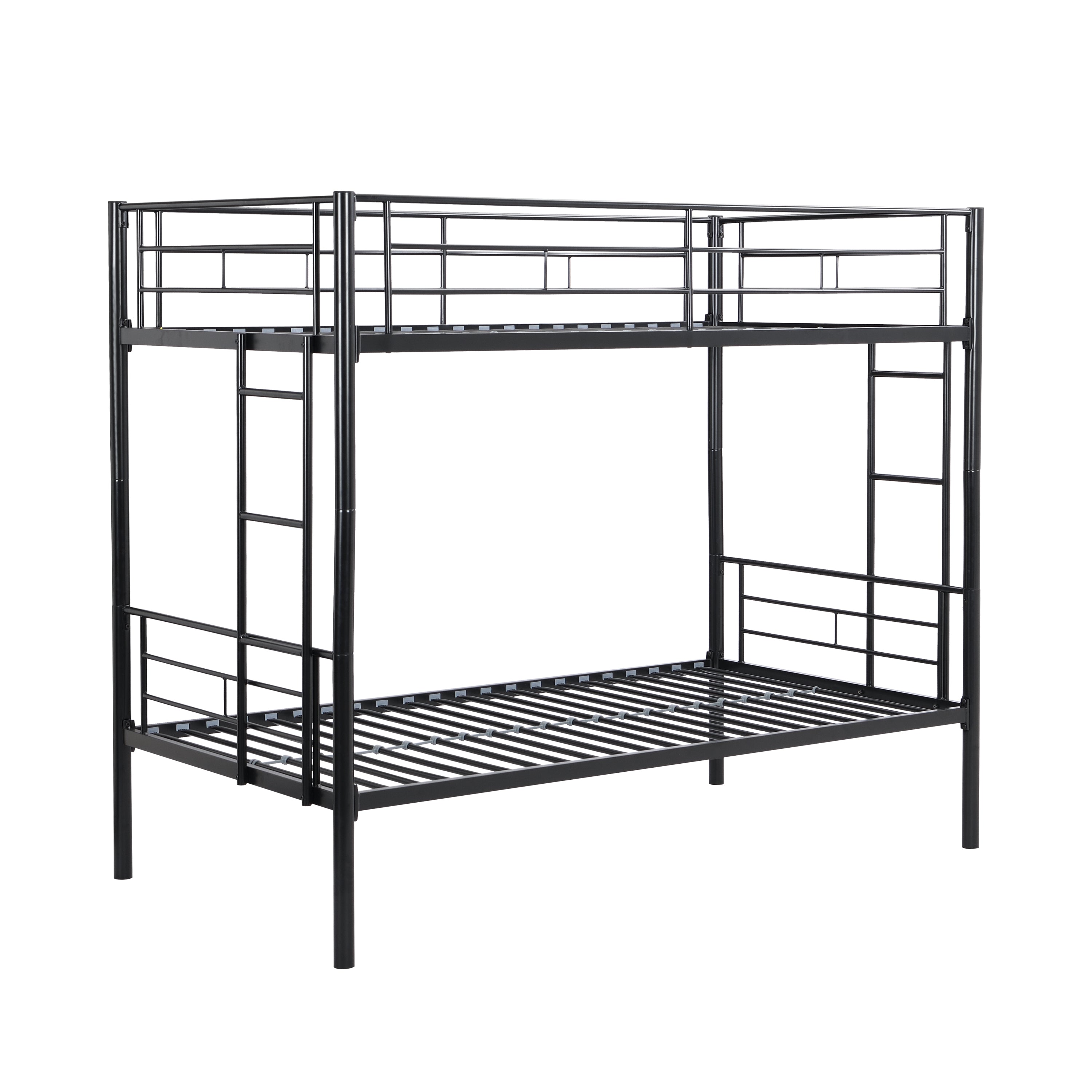 Black Twin Over Twin Metal Bunk Bed with Stairs