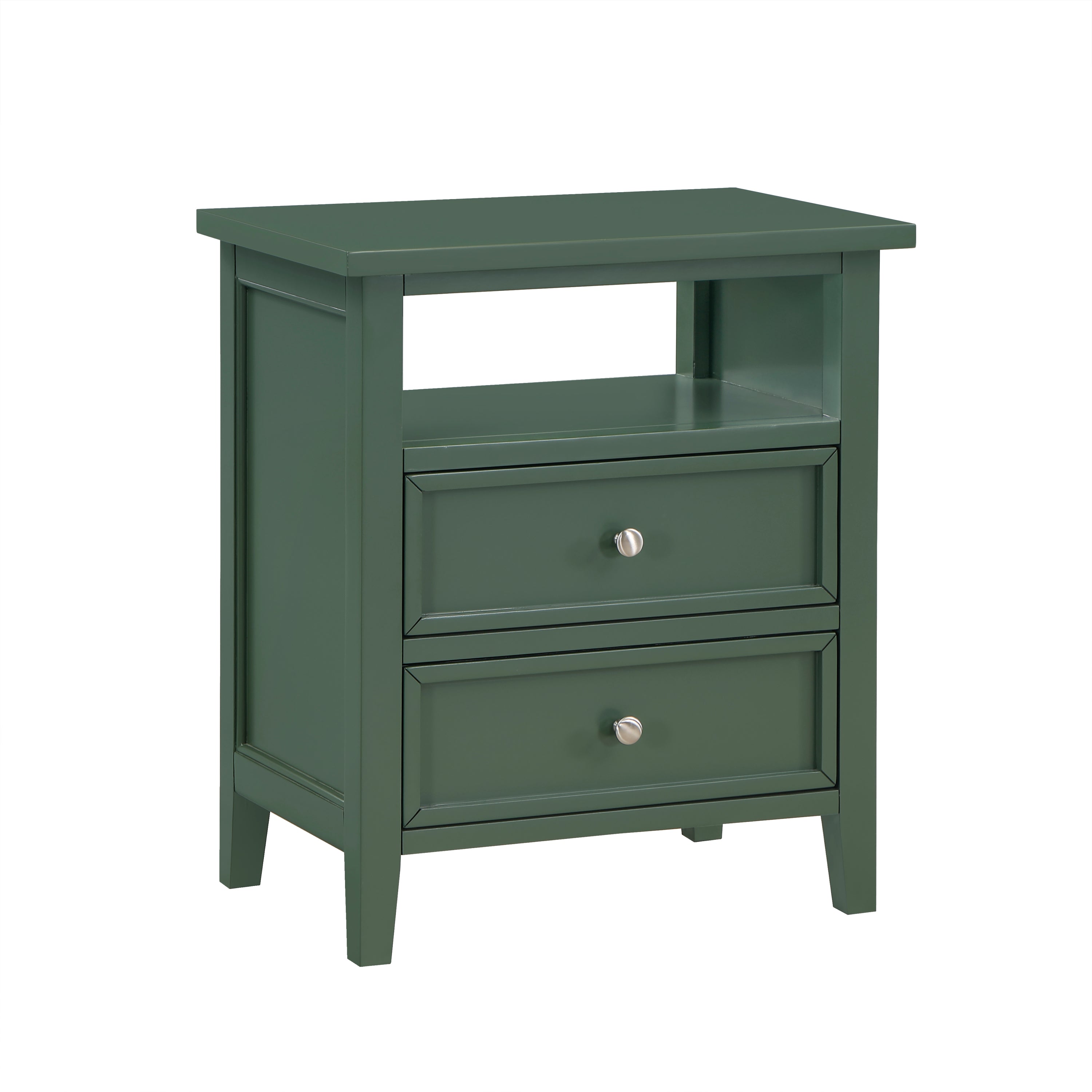 Weston Vintage Green 2-Drawer Nightstand with Nickel Knobs