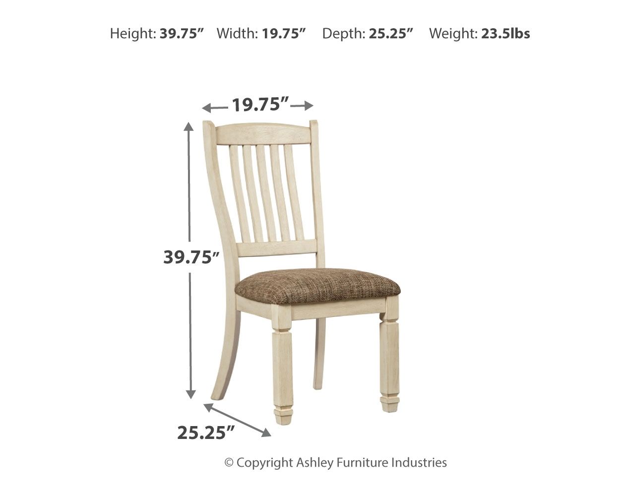 Bolanburg Rake-Back Upholstered Dining Side Chair (Set of 2) - Brown & Beige