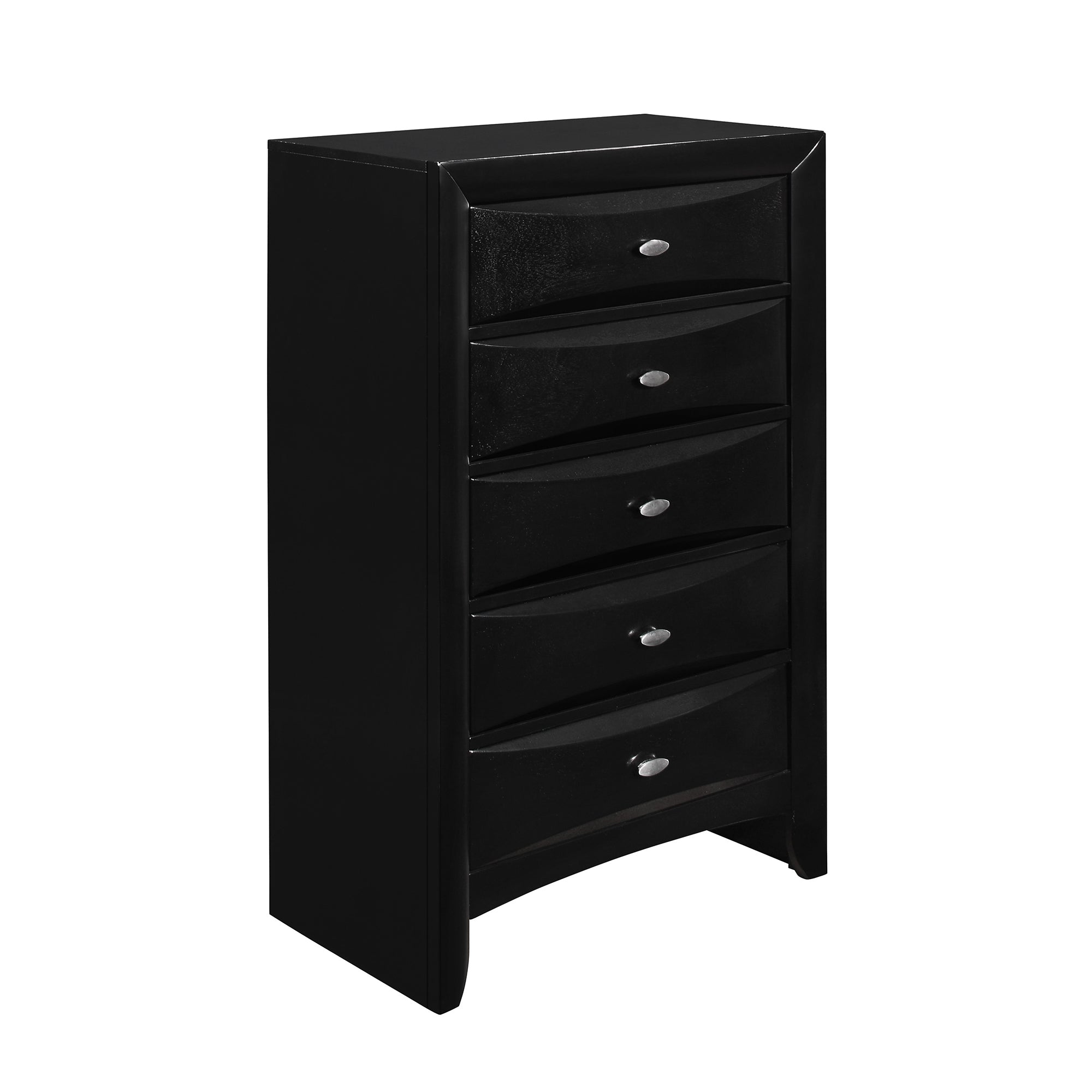 LUCILLE Black Rubber Wood Chest with Spacious Drawers