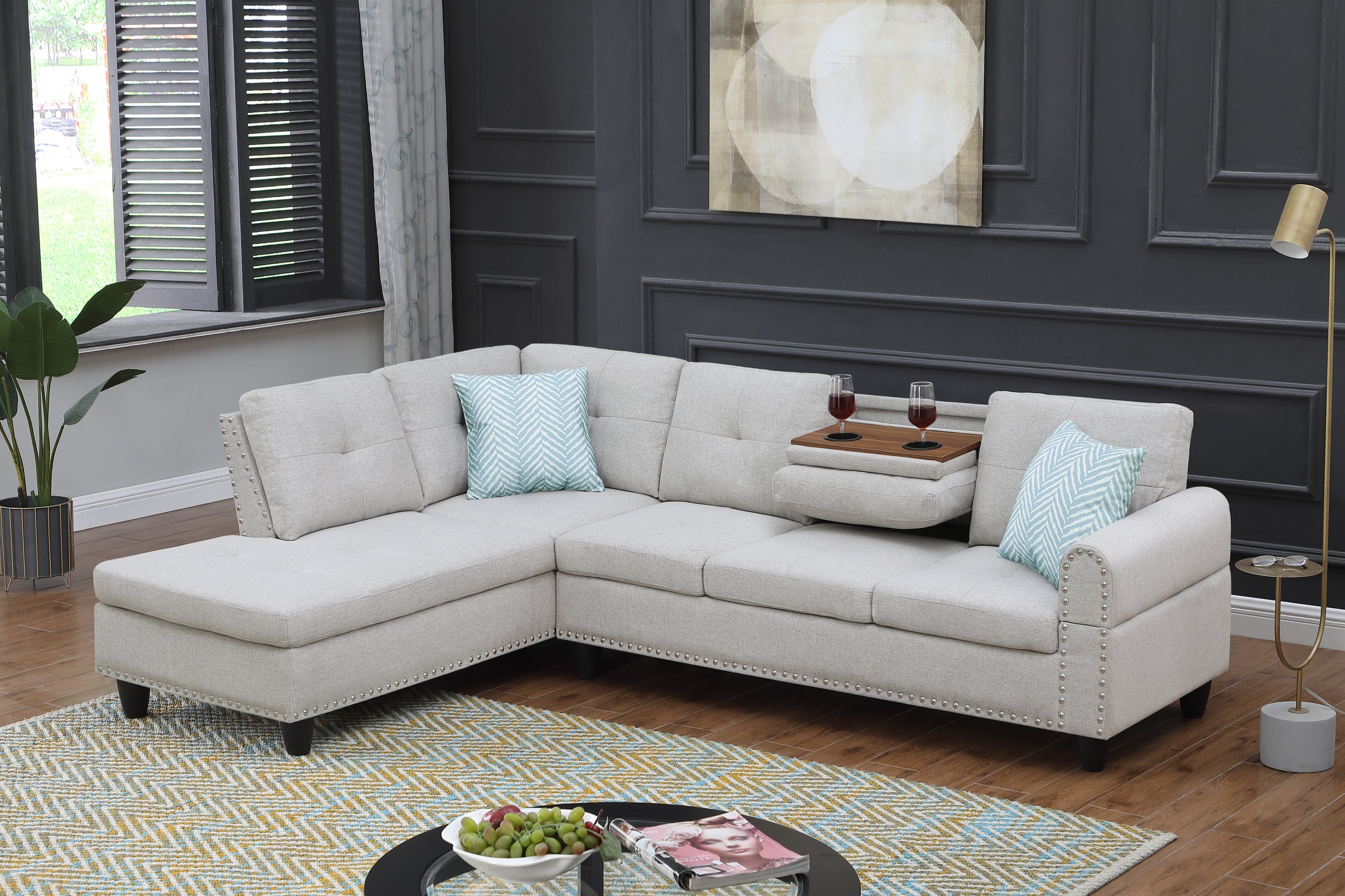 Alger 98" Wide LHF 2-Piece Sofa & Chaise Sectional