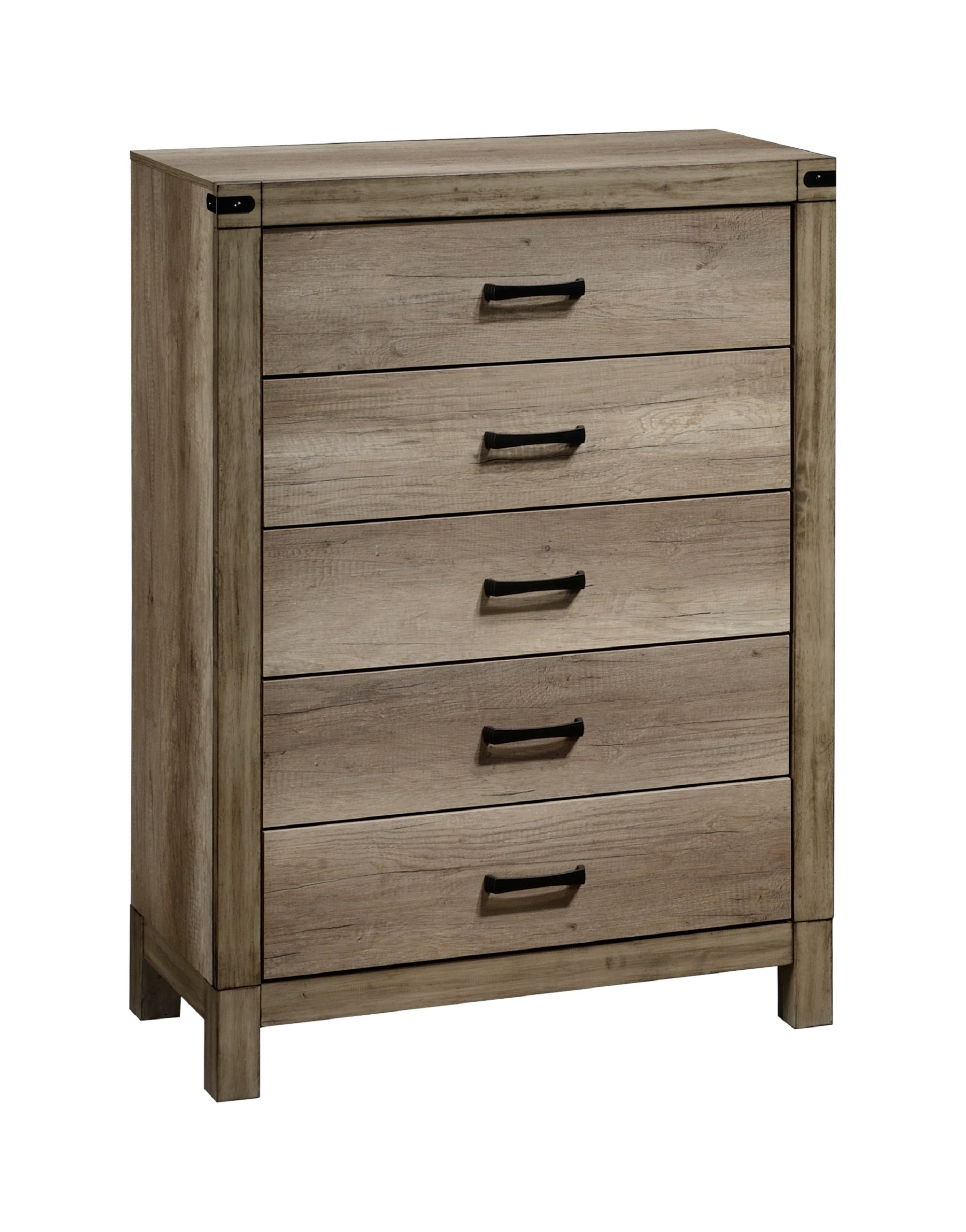 Rustic Brown 5-Drawer Solid Wood Chest - Bedroom Furniture