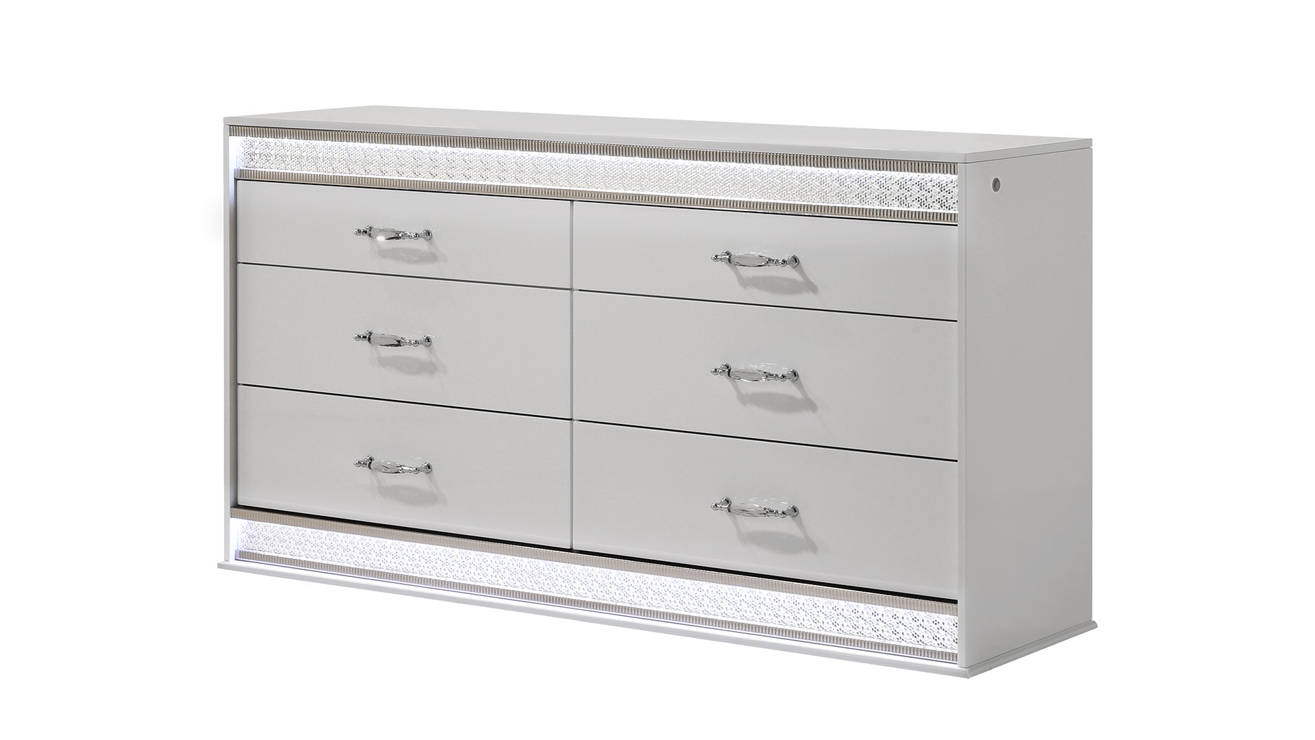Glam Modern White Wood 6-Drawer Dresser