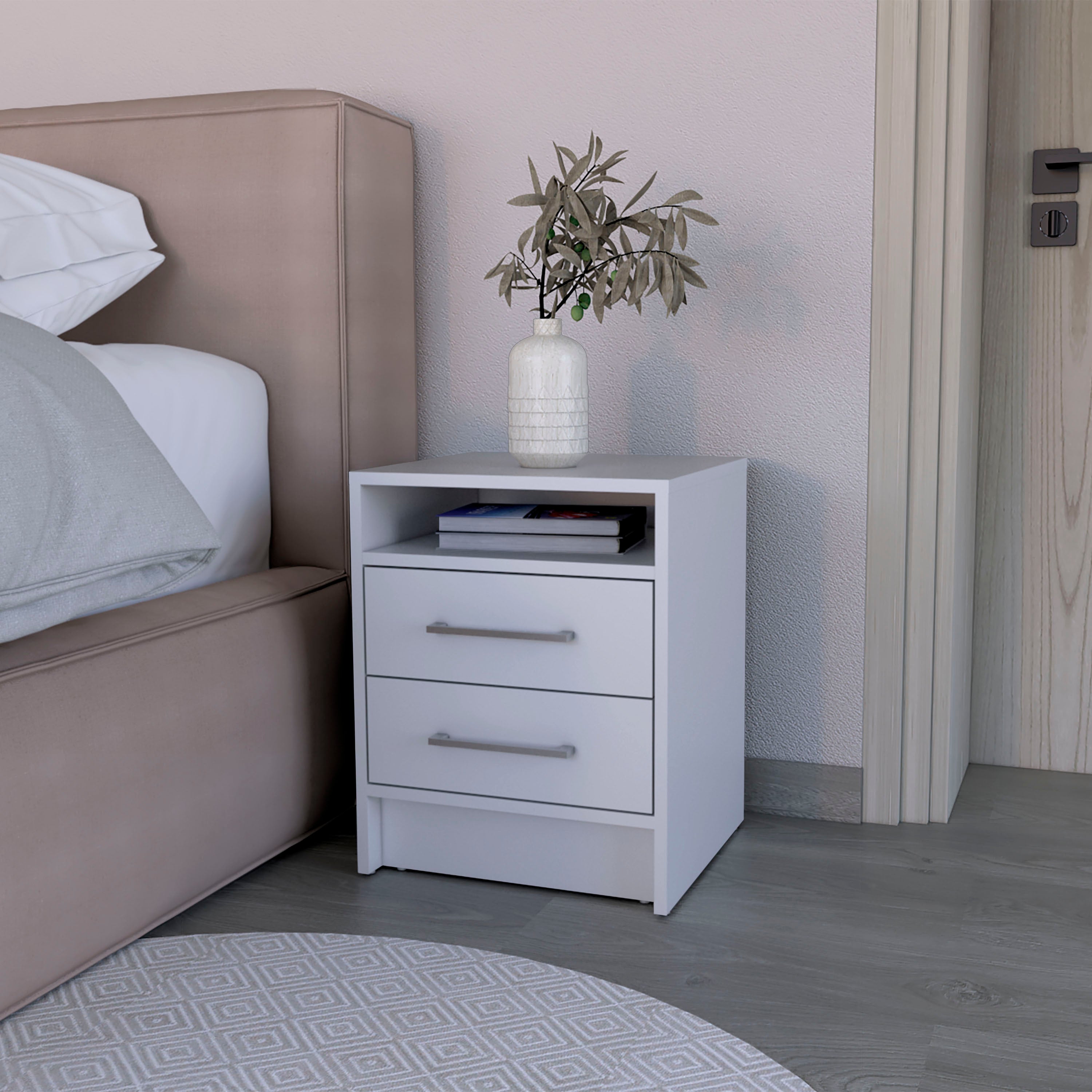 White Bedroom Nightstand Chase | Modern Storage & Elegant Design