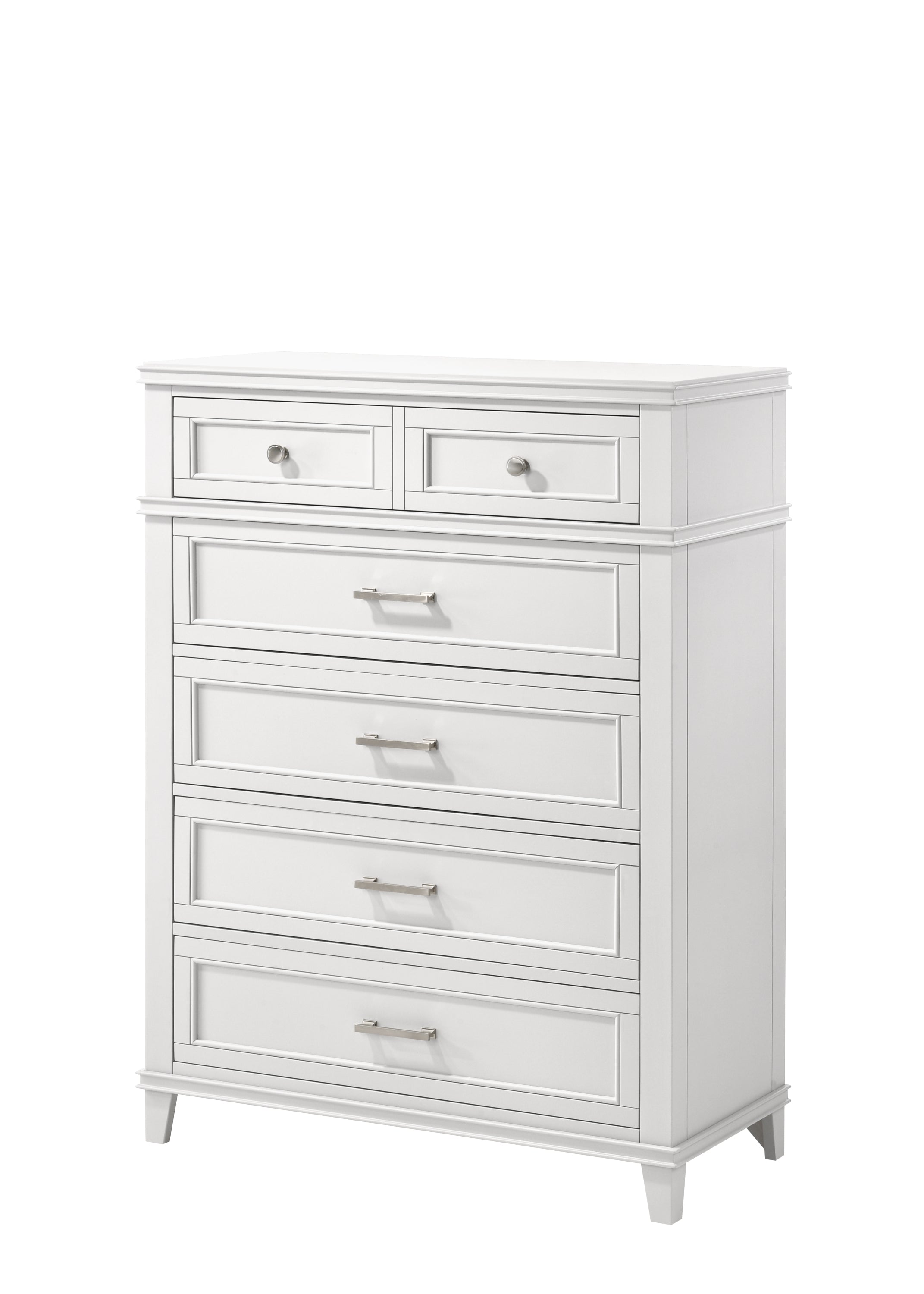 White 5 Drawer Chest: Modern Bedroom Storage Furniture