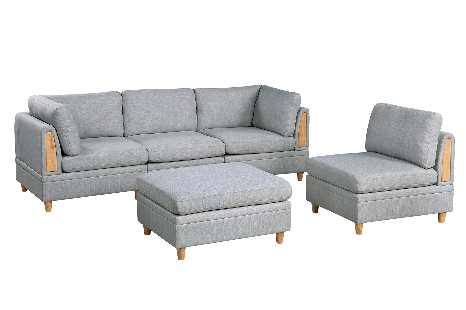 Modula 5PC Light Gray Sectional Sofa Set - Modern Design