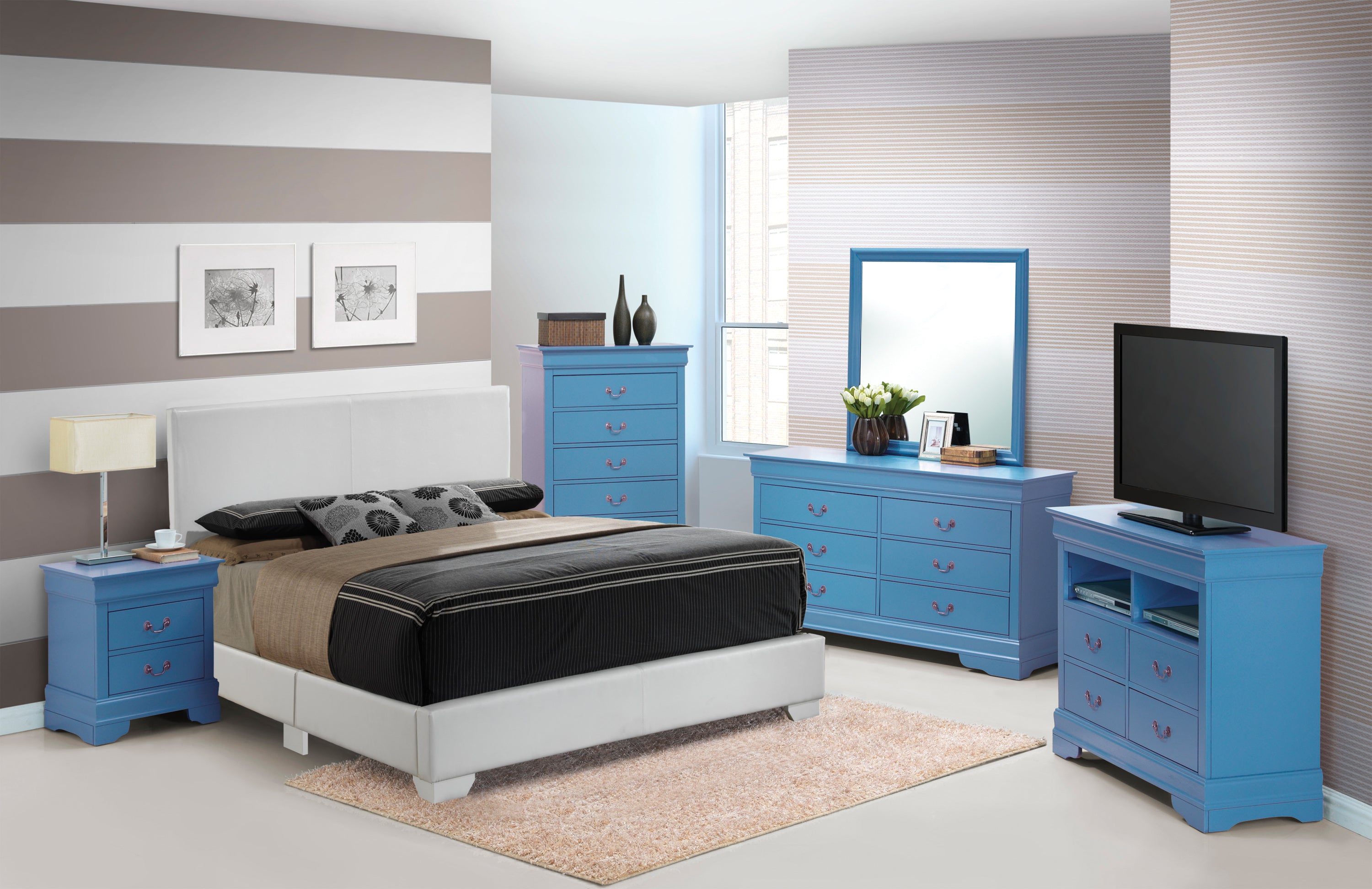 Aaron G1890-KB-UP King Bed - White | Modern Bedroom Furniture
