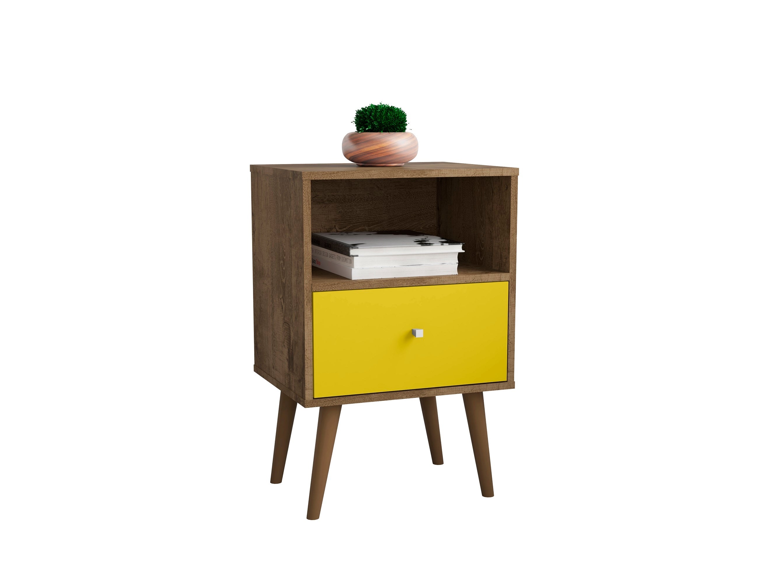Liberty 18" Rustic Brown/Yellow Nightstand - 1-Drawer Storage