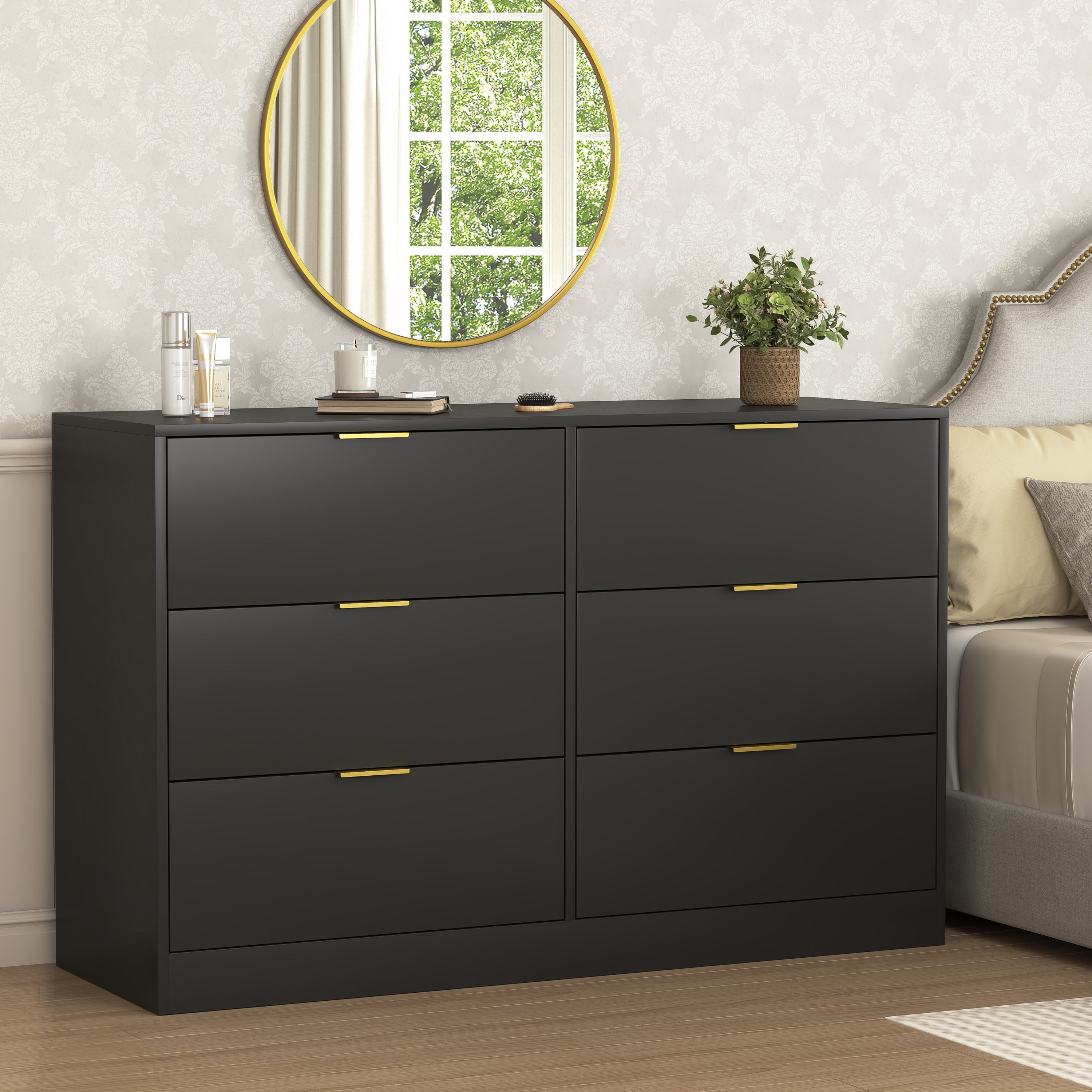 Modern Black 6-Drawer Dresser, Chest of Drawers, Storage!