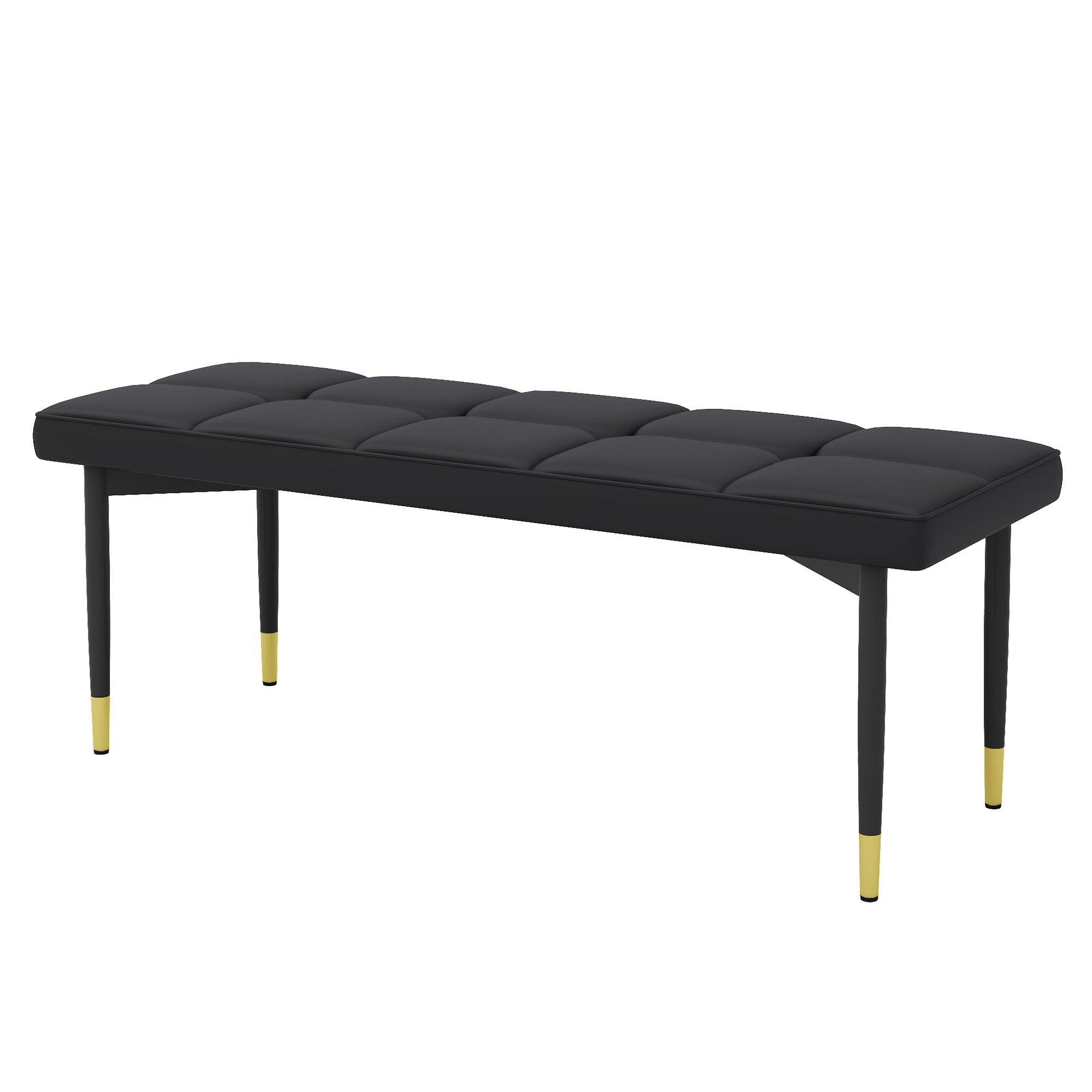Multifunctional Black Shoe Bench - PU Cushion, Gold Accents