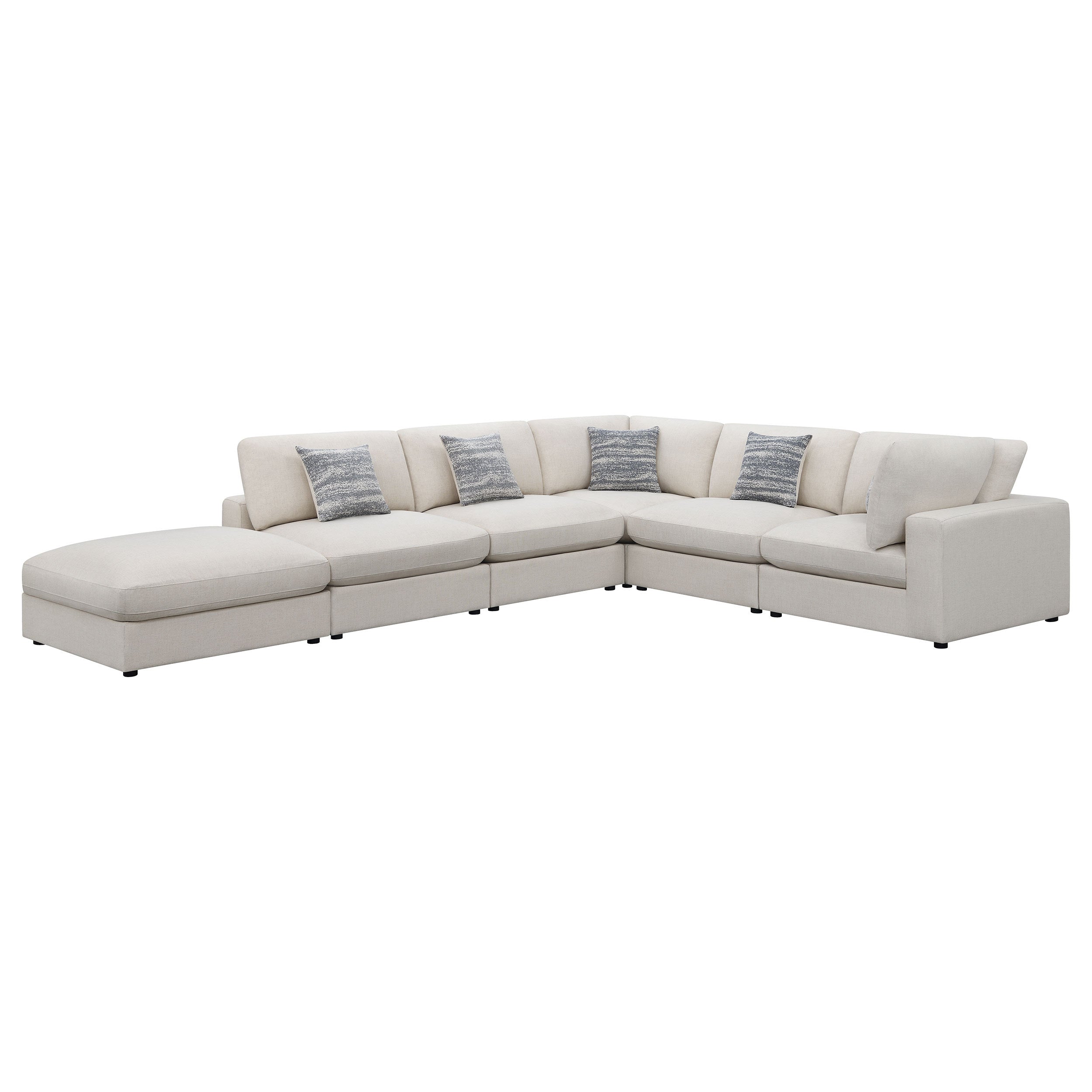 Rhette Beige 6-Piece Upholstered Sectional Reversible Cushions