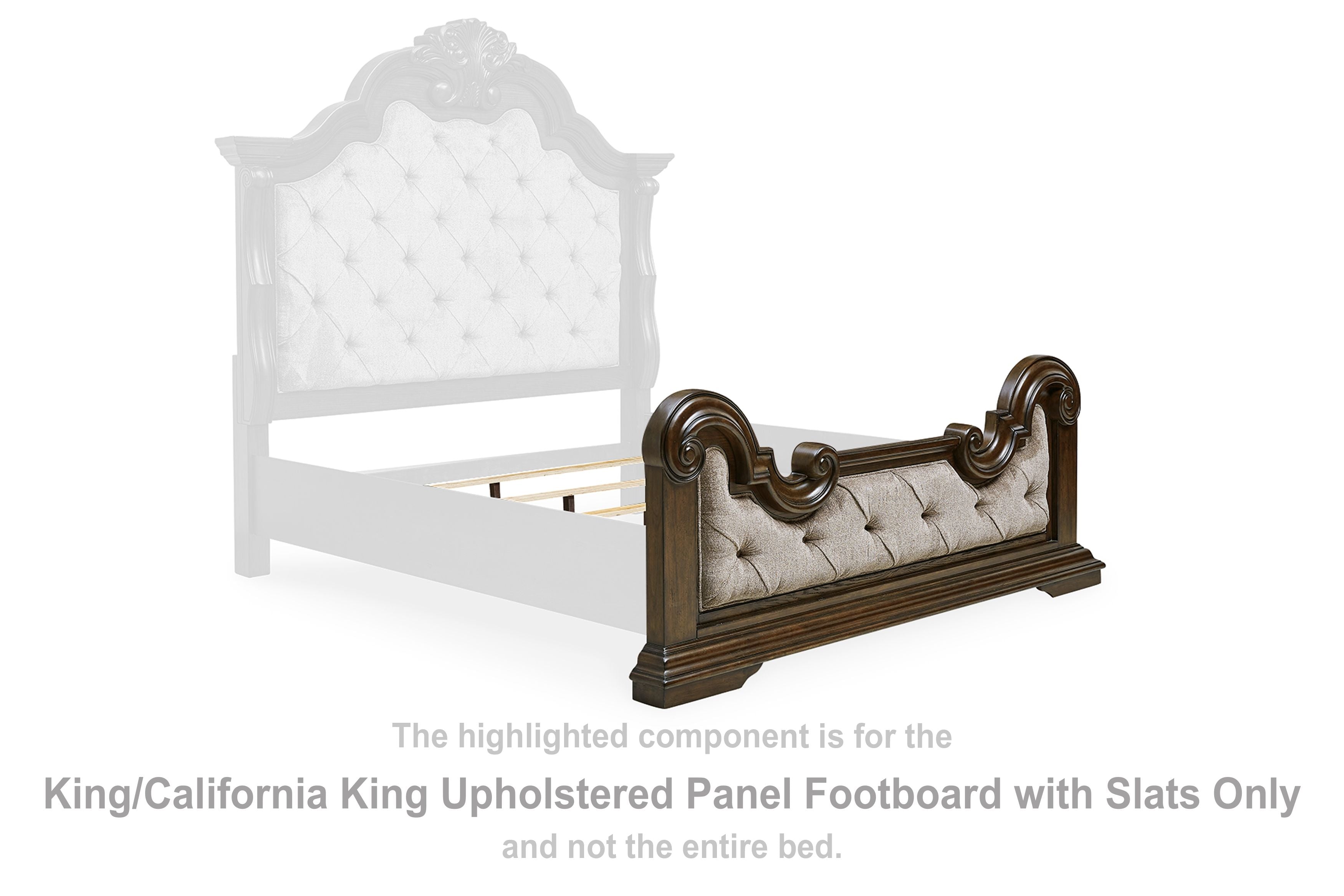 Maylee - Dark Brown - King/ California King Upholstered Panel Footboard with Slats
