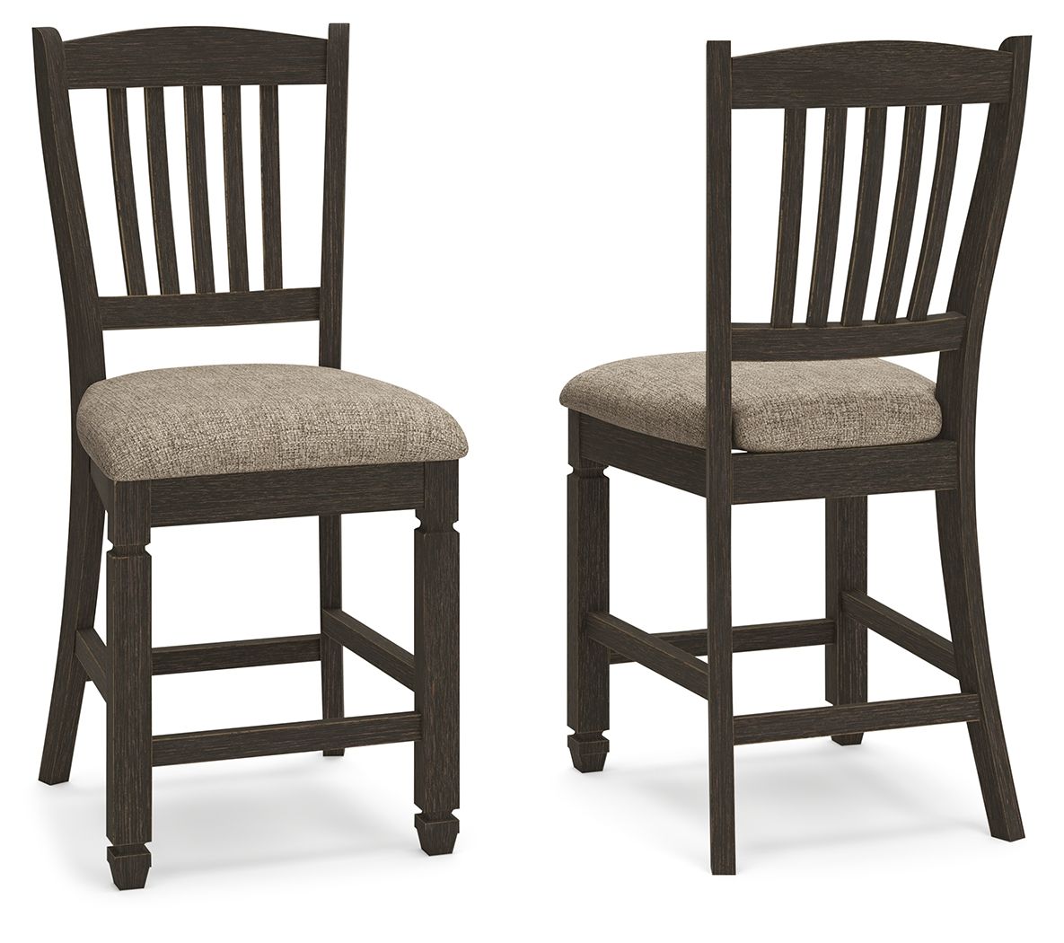 Tyler Black & Grayish Brown Two-Tone Upholstered Barstool (Set of 2) - Padded
