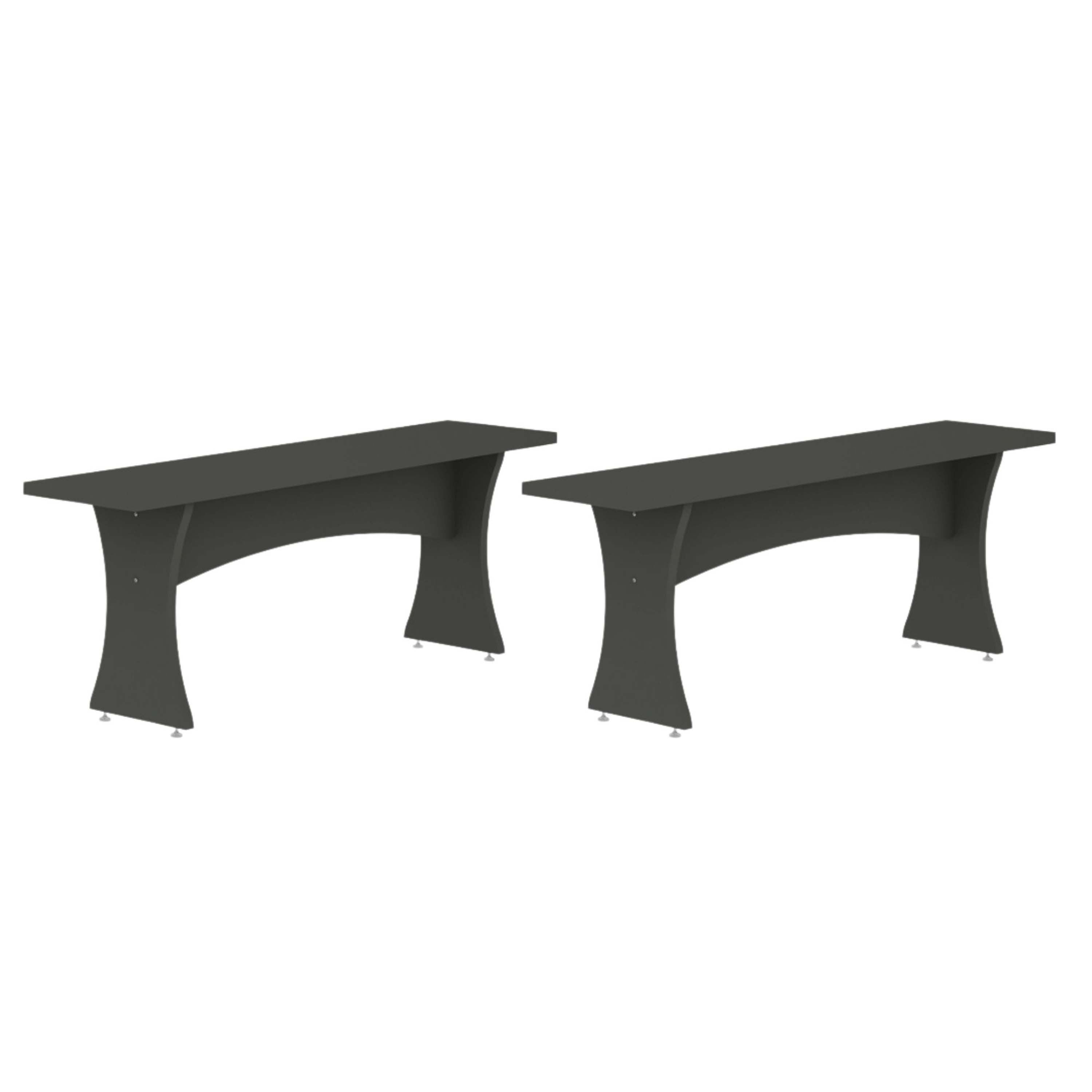 Coney Dining Bench Set (2) - Charcoal Gray
