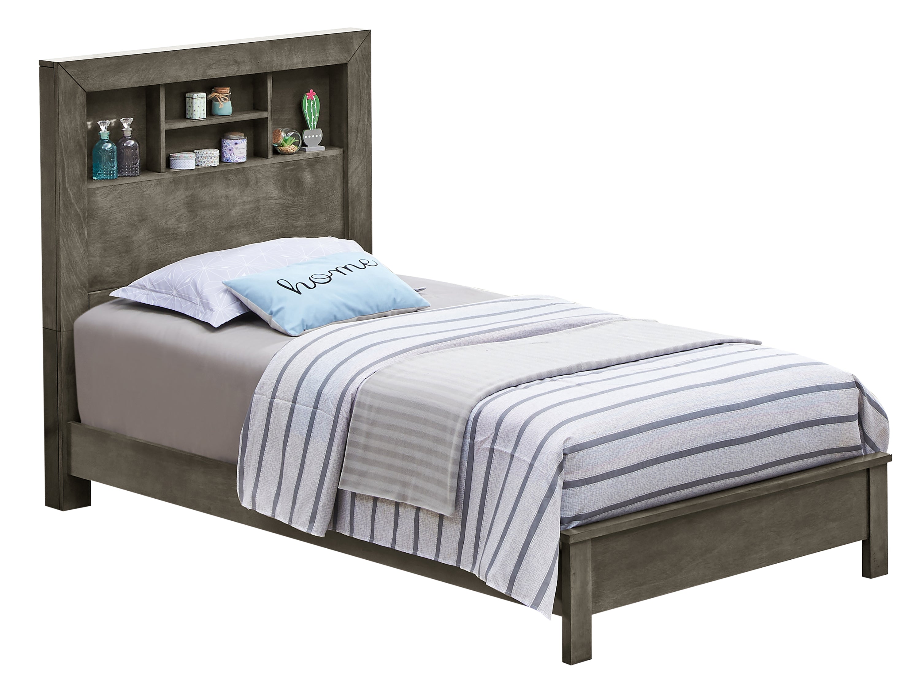 Gray Transitional Bed: Plush Comfort & Stylish Design