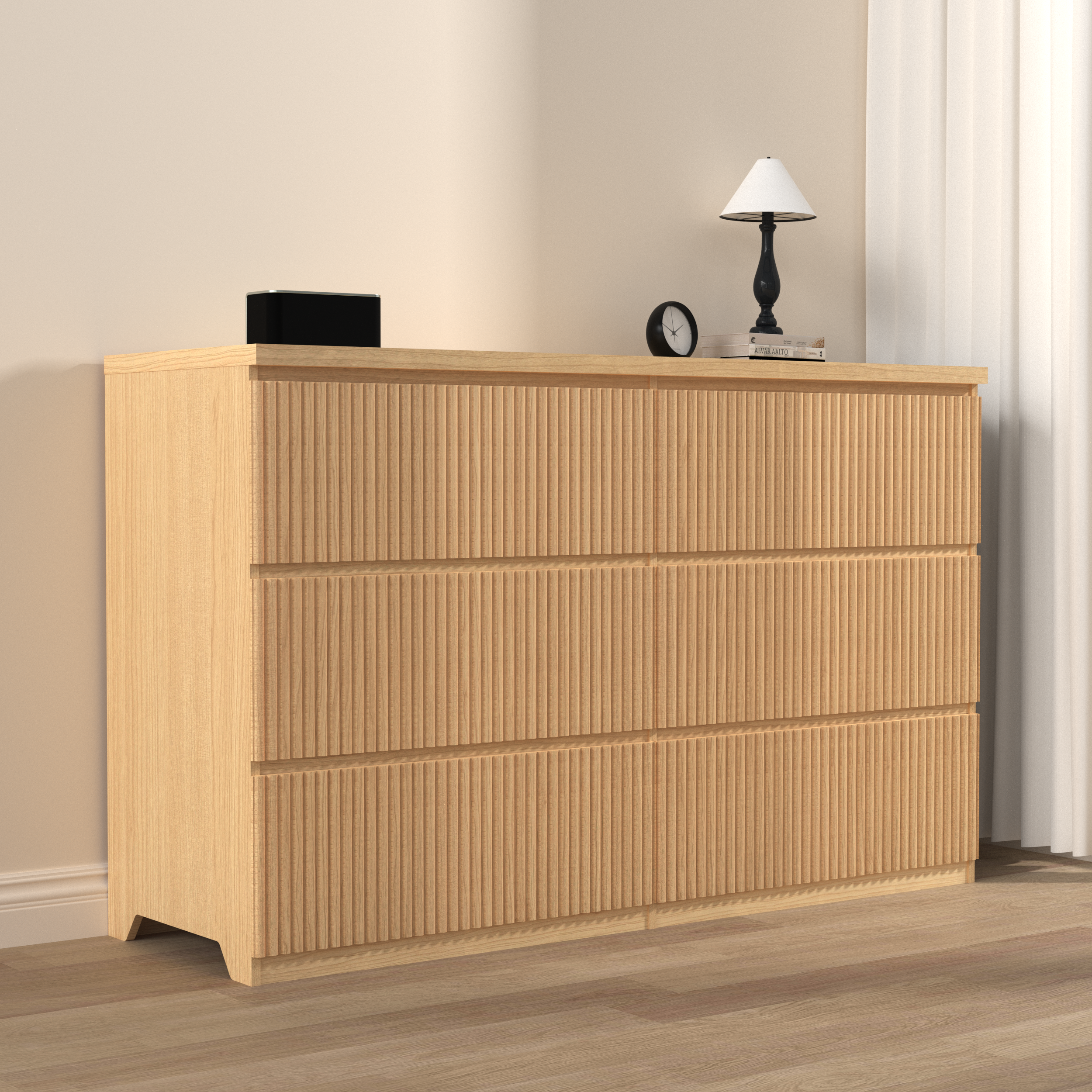 6-Drawer Wood Dresser Cabinet – Bedroom & Living Room Storage