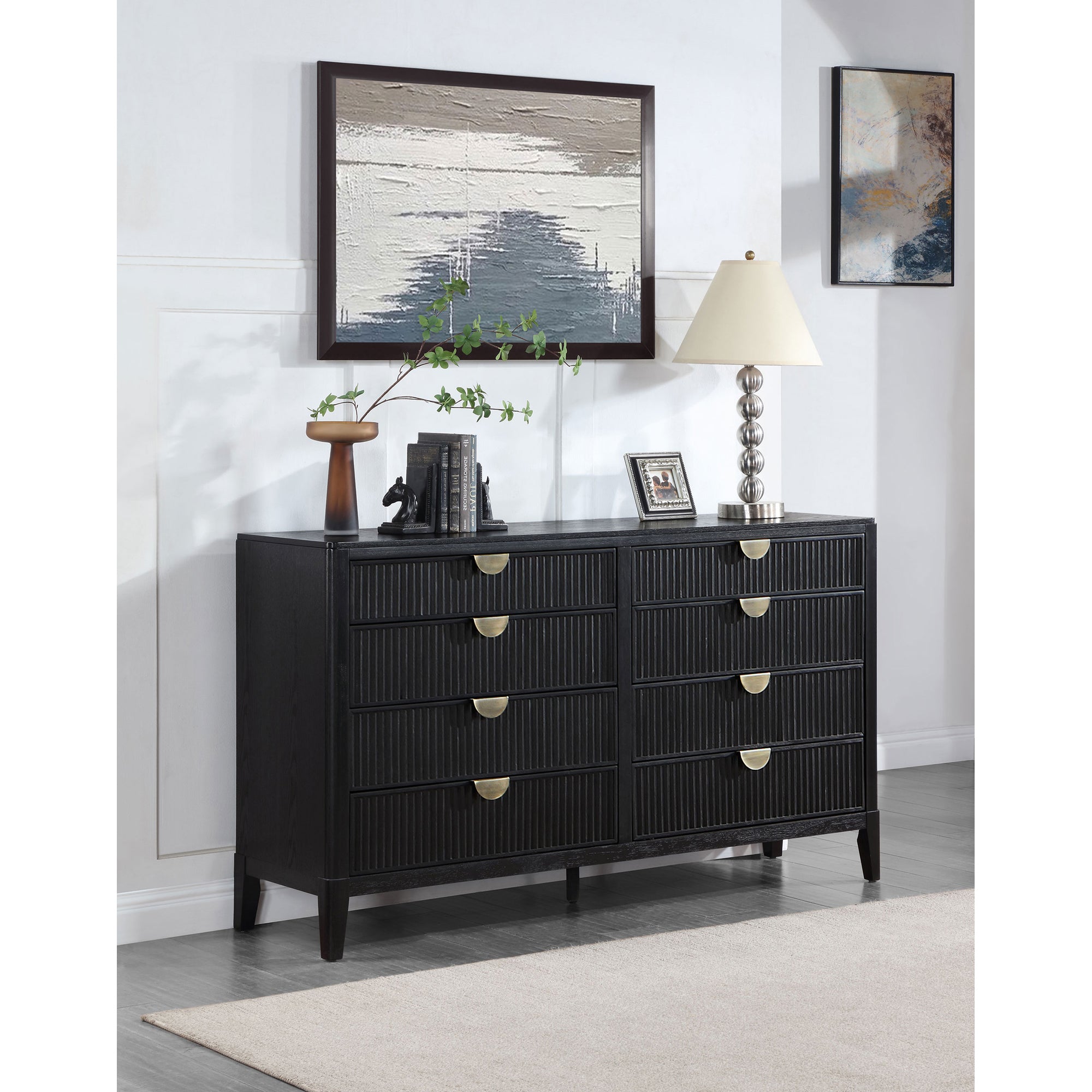 Mason Black 8-Drawer Dresser - Storage Bedroom Furniture