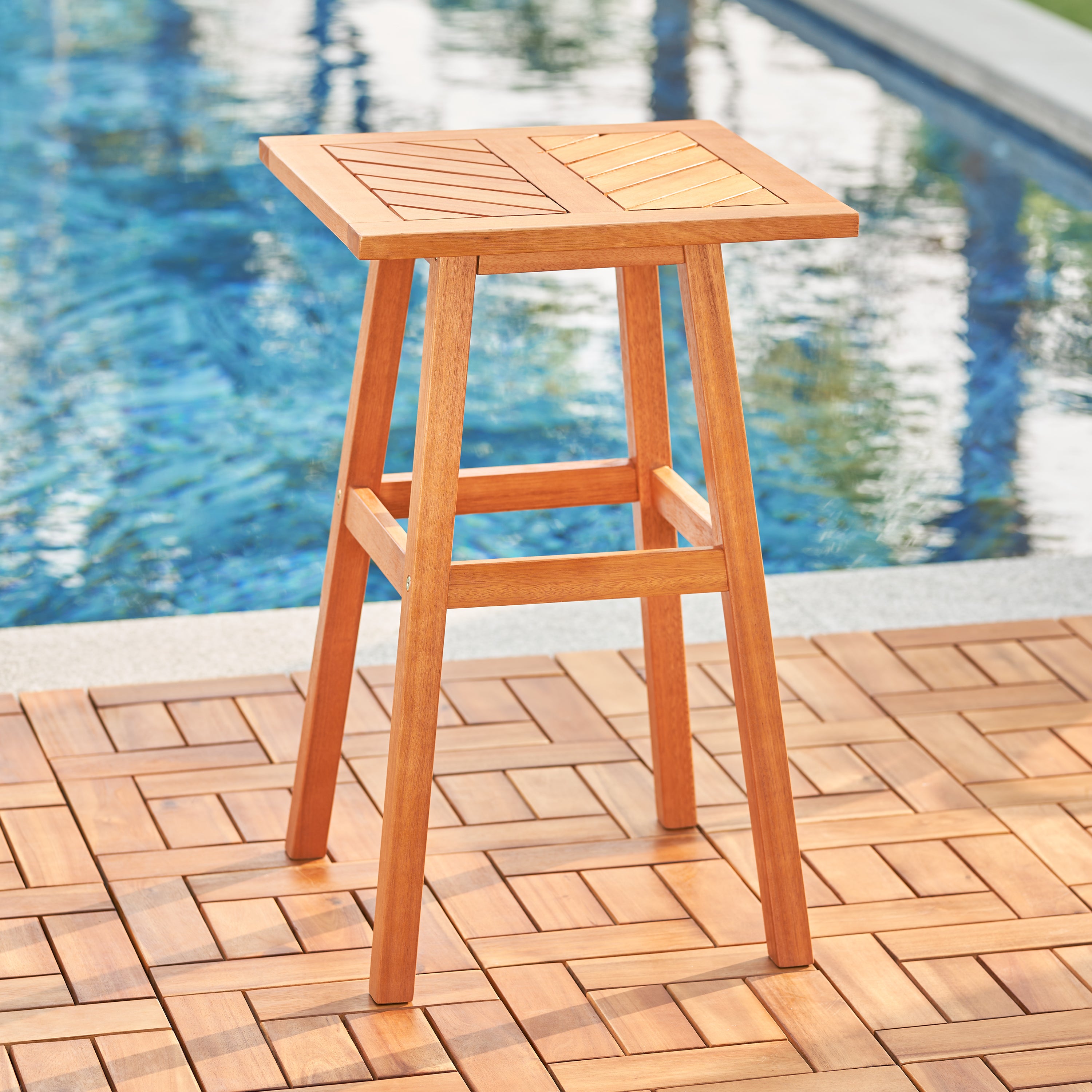 Honey Eucalyptus Wooden Outdoor Dining Stool