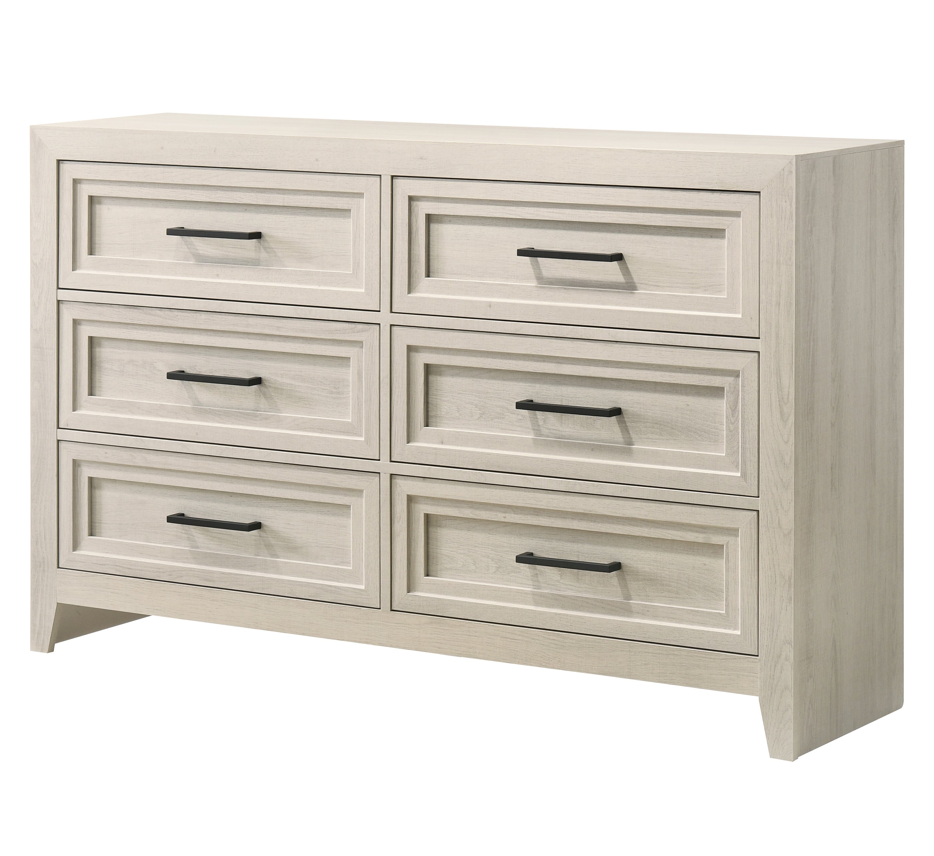 Contemporary Off-White 6-Drawer Geometric Wood Dresser