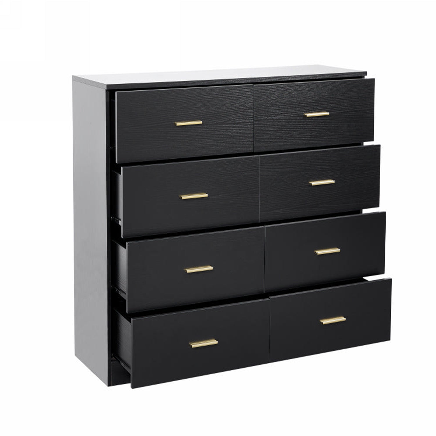 Modern Black 8-Drawer Dresser, Wide Chest, Sturdy Wood
