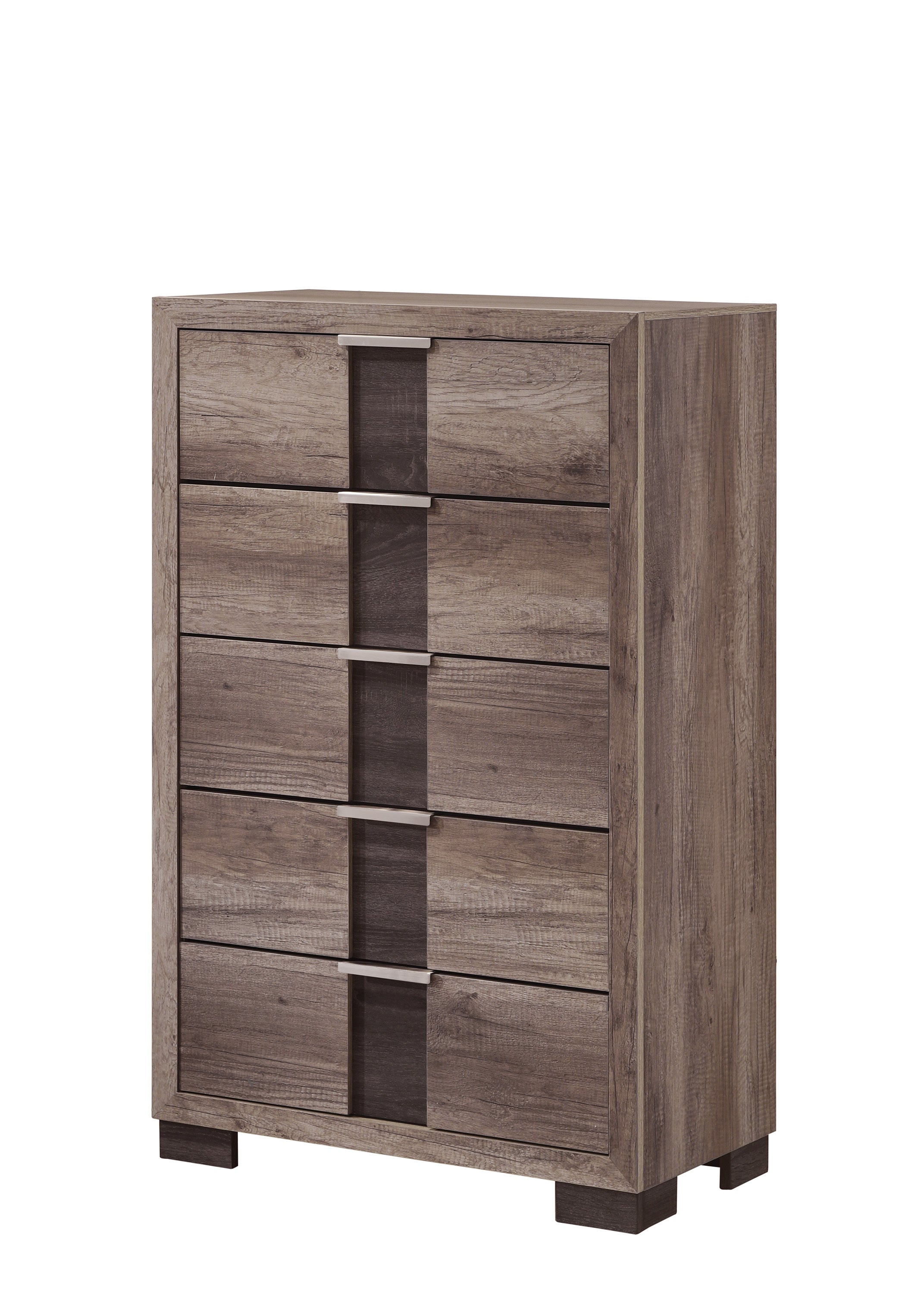 Contemporary 5-Drawer Chest | Brown Gray Bedroom Furniture