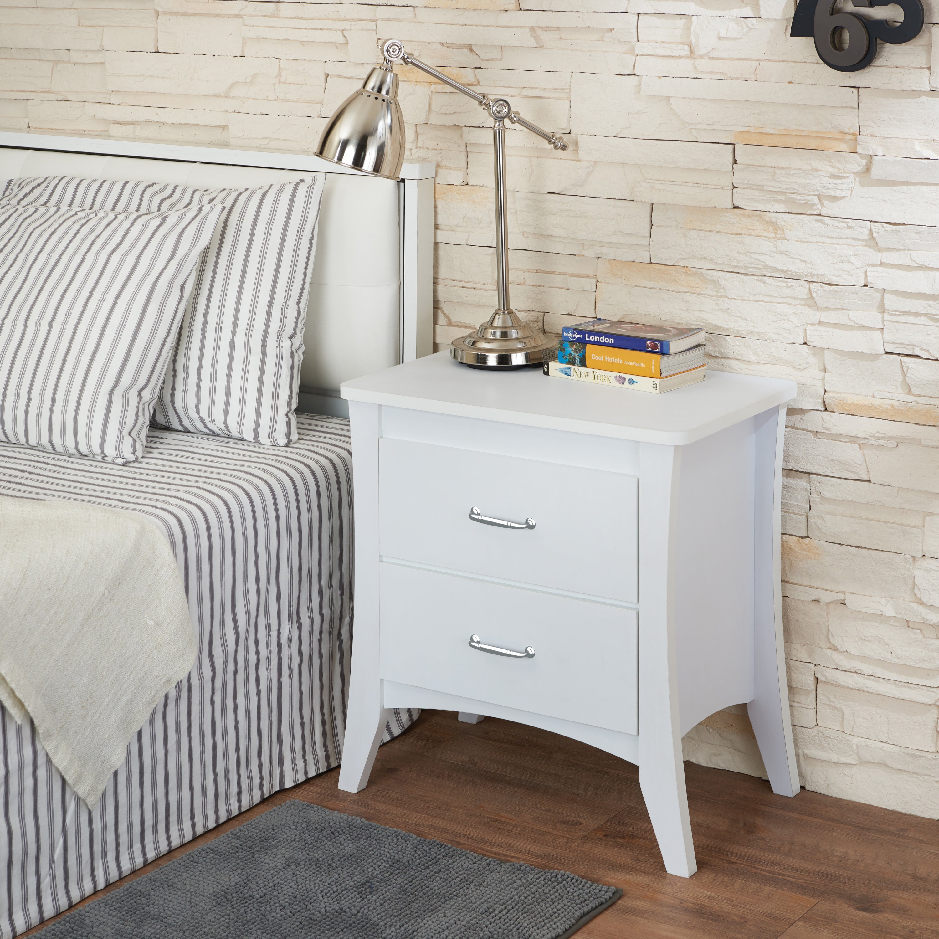 White 2-Drawer Nightstand | Modern Bedside Table