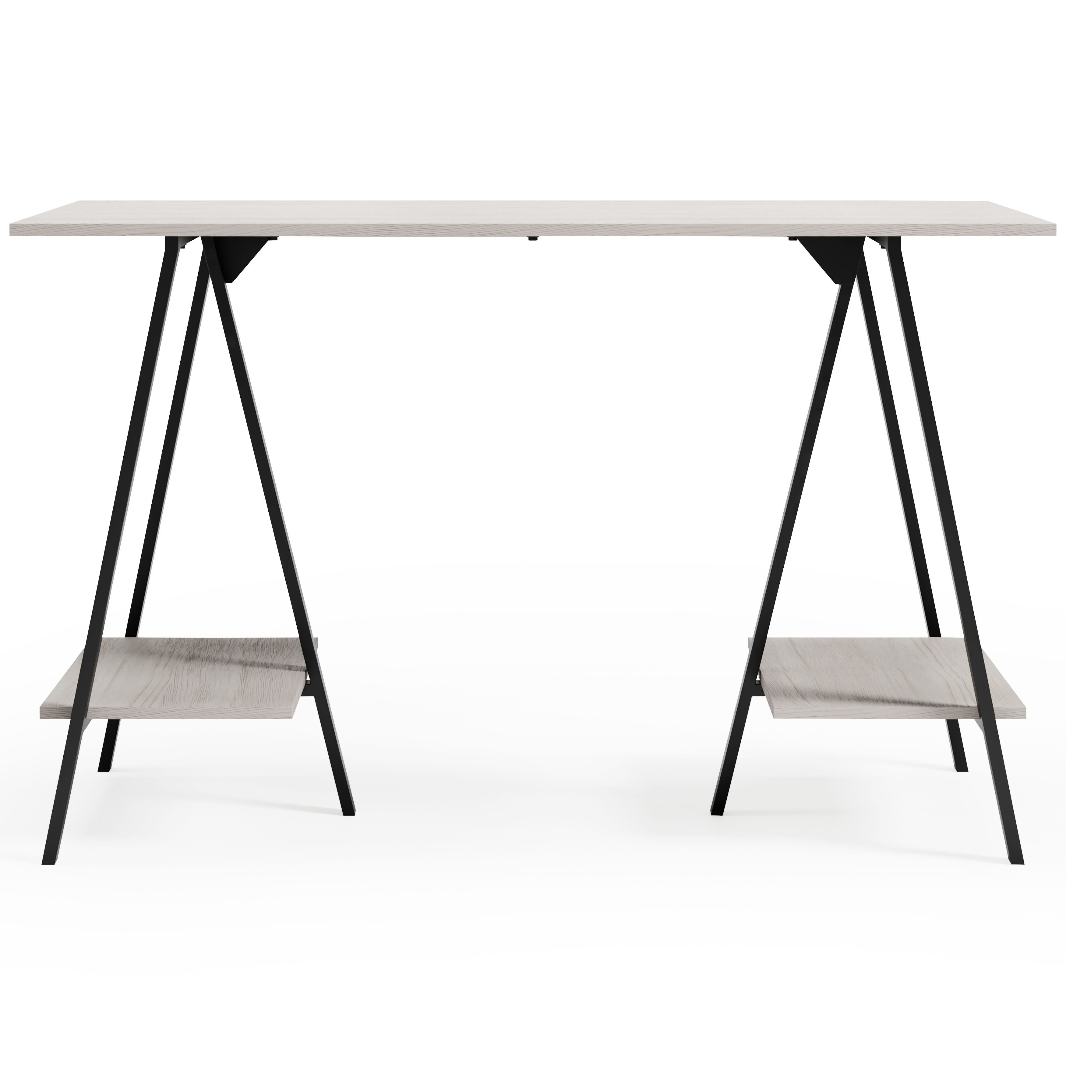 Bayflynn - Home Office Desk - 2 Fixed Shelves - White / Black