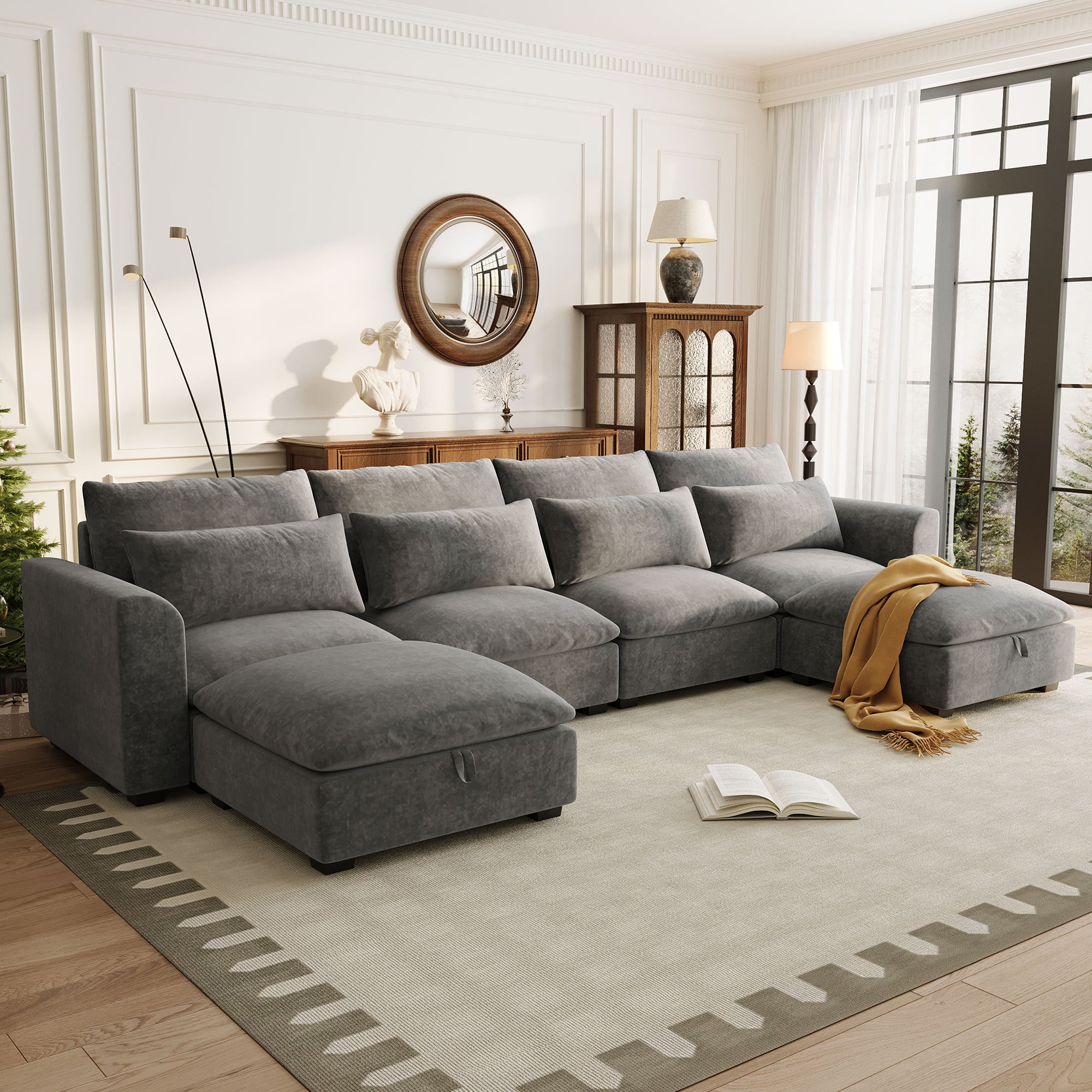 U_Style Modular U-Shape Sofa: Transformable Corner & Ottomans