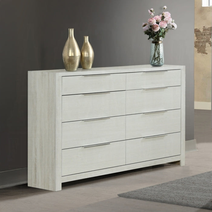 Modern Beige Wooden Dresser - 8 Drawers Bedroom Furniture