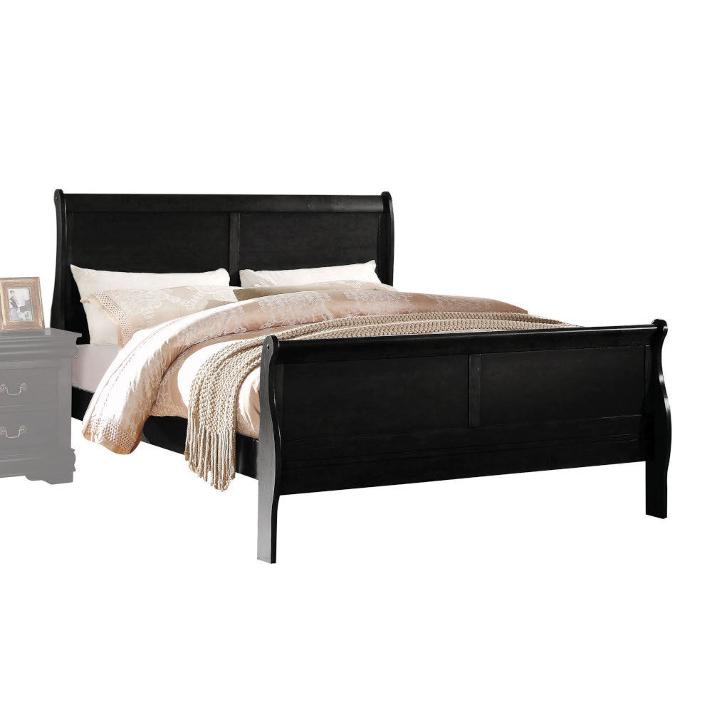 Classic Louis Philippe Black Finish Twin Bed Frame