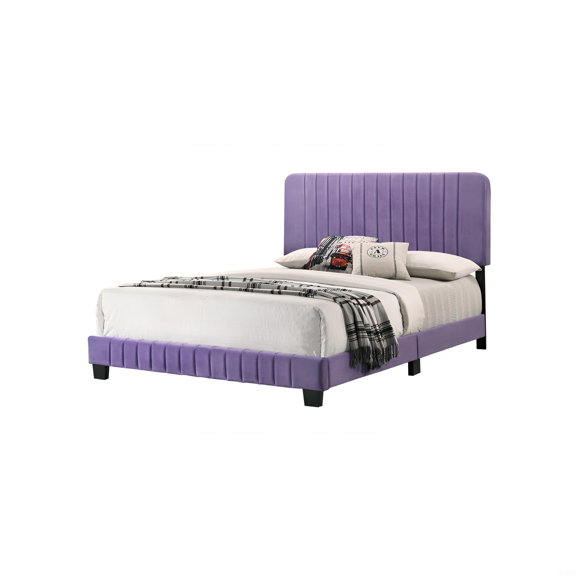 Glory Furniture Stylish Contemporary Purple Velvet Queen Bed