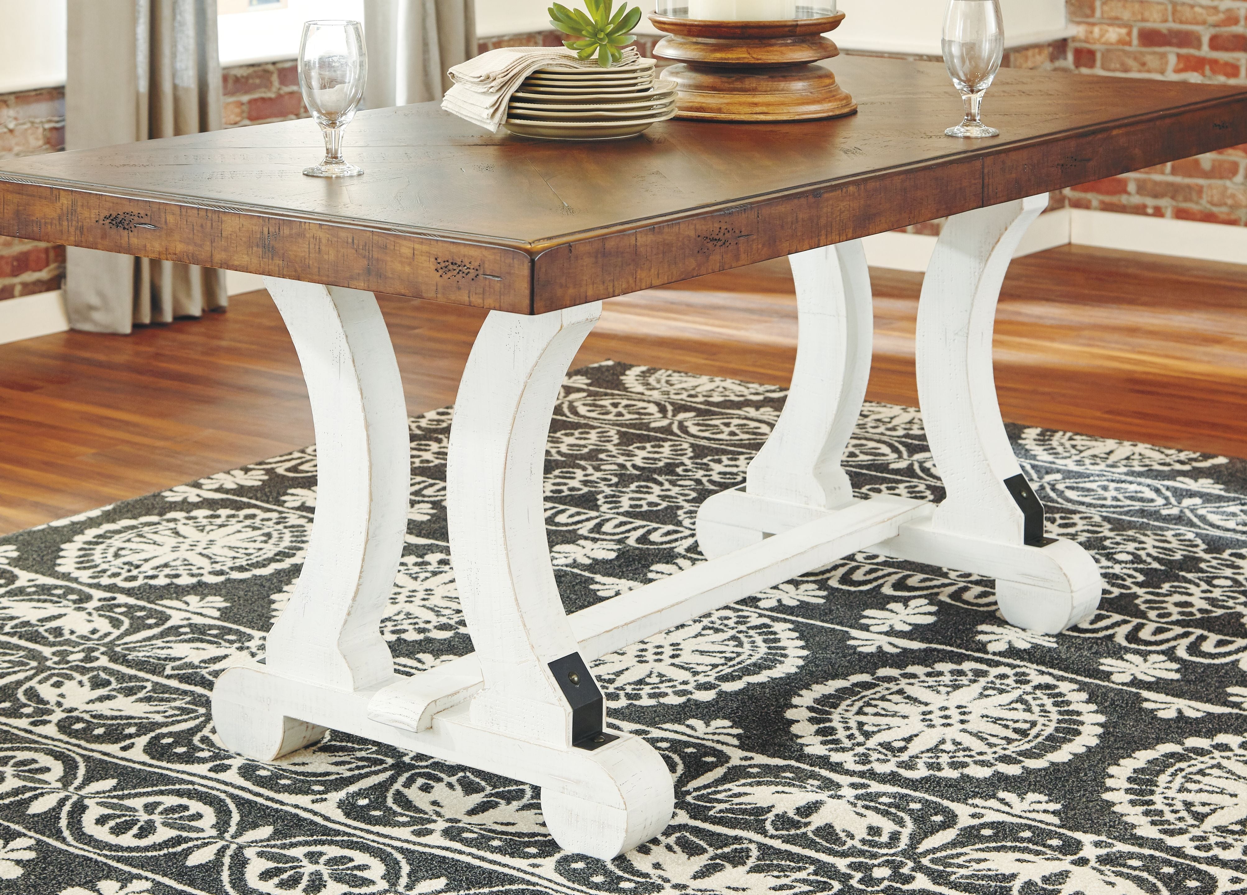 Valebeck - Rectangular Dining Room Table - White / Brown