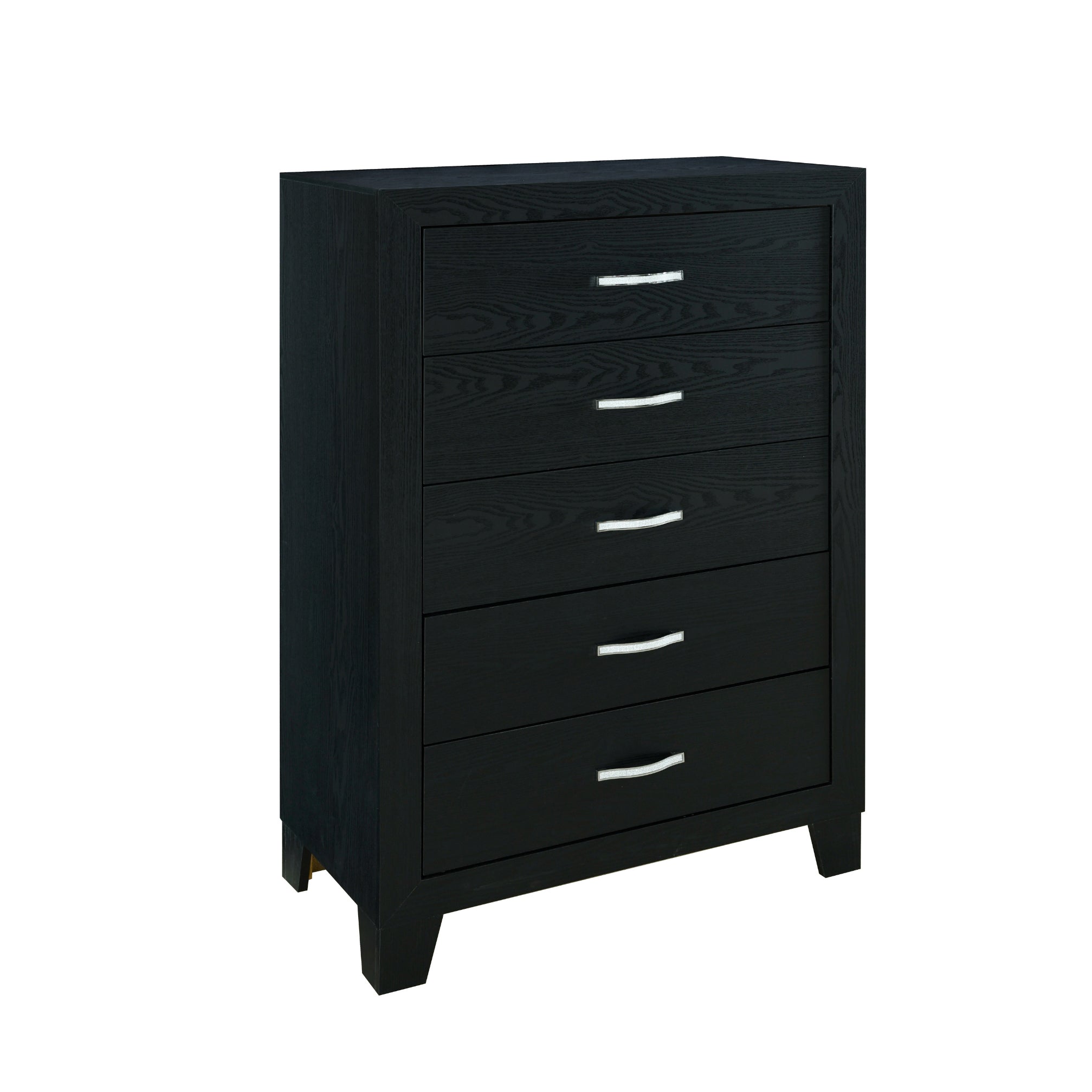 CARLOS Black 5-Drawer Chest - Contemporary Glamour