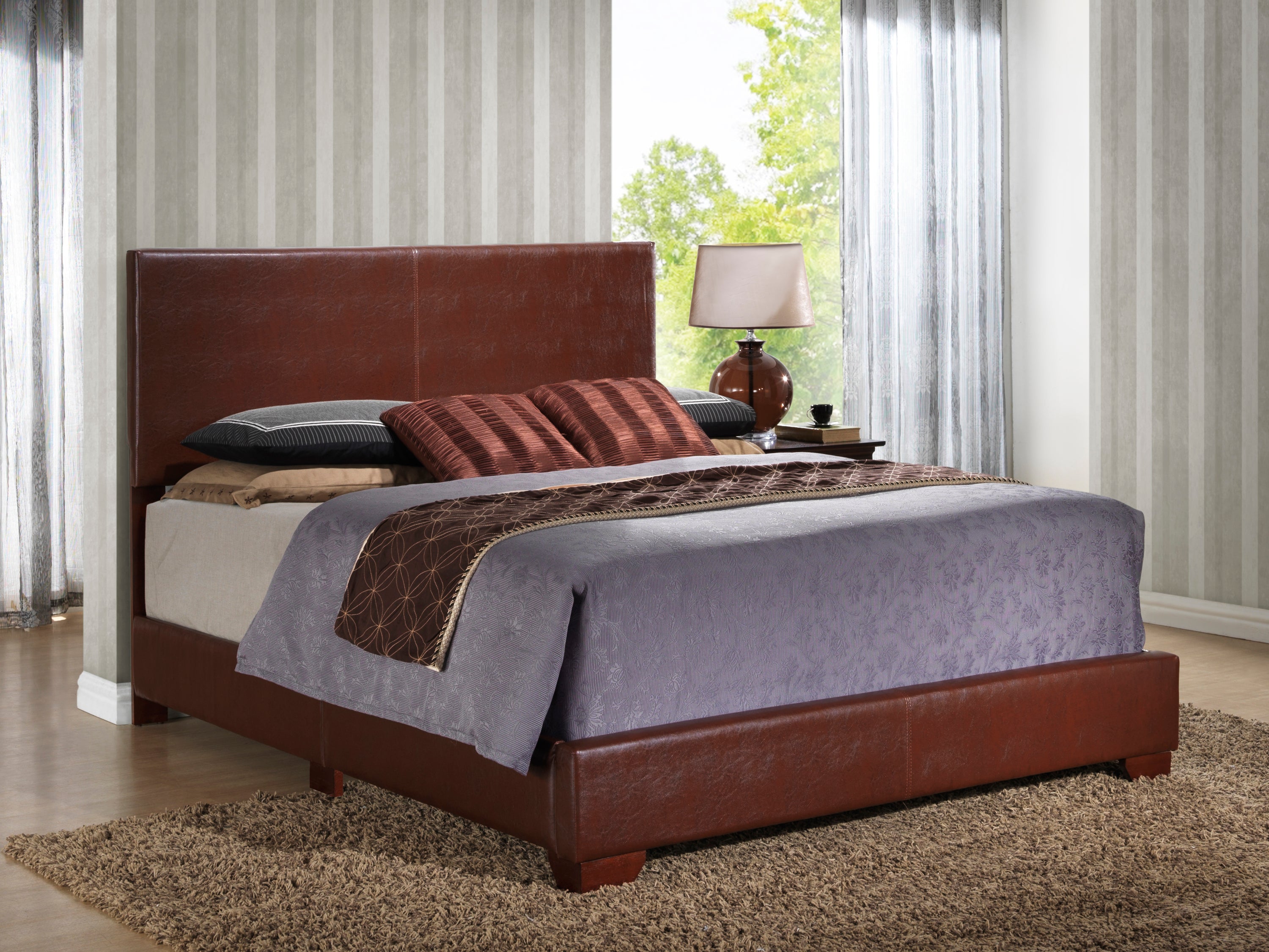 Aaron G1855-QB-UP Queen Bed, Light Brown - Modern & Elegant Design
