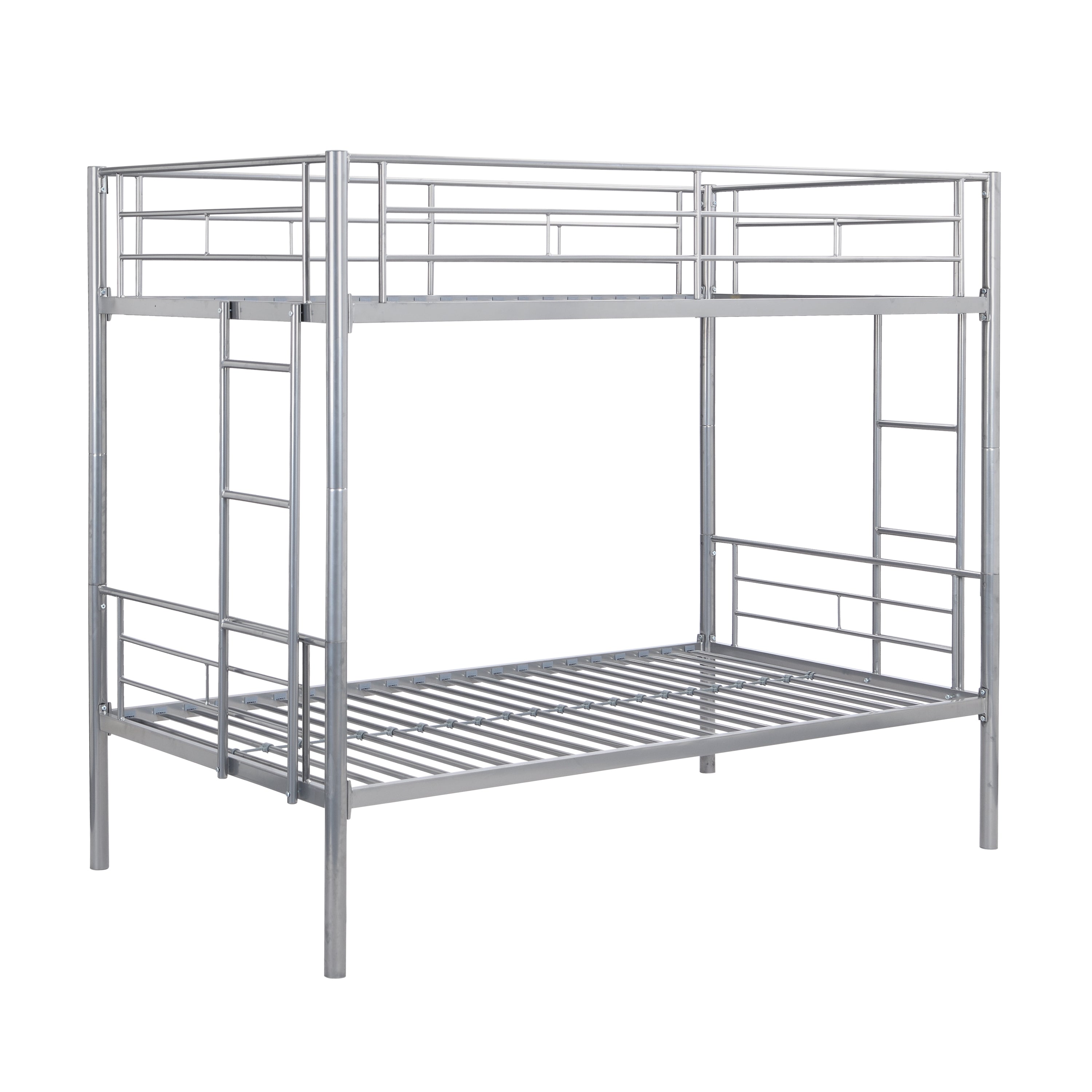 Modern Silver Metal Bunk Bed: Space-Saving & Sturdy
