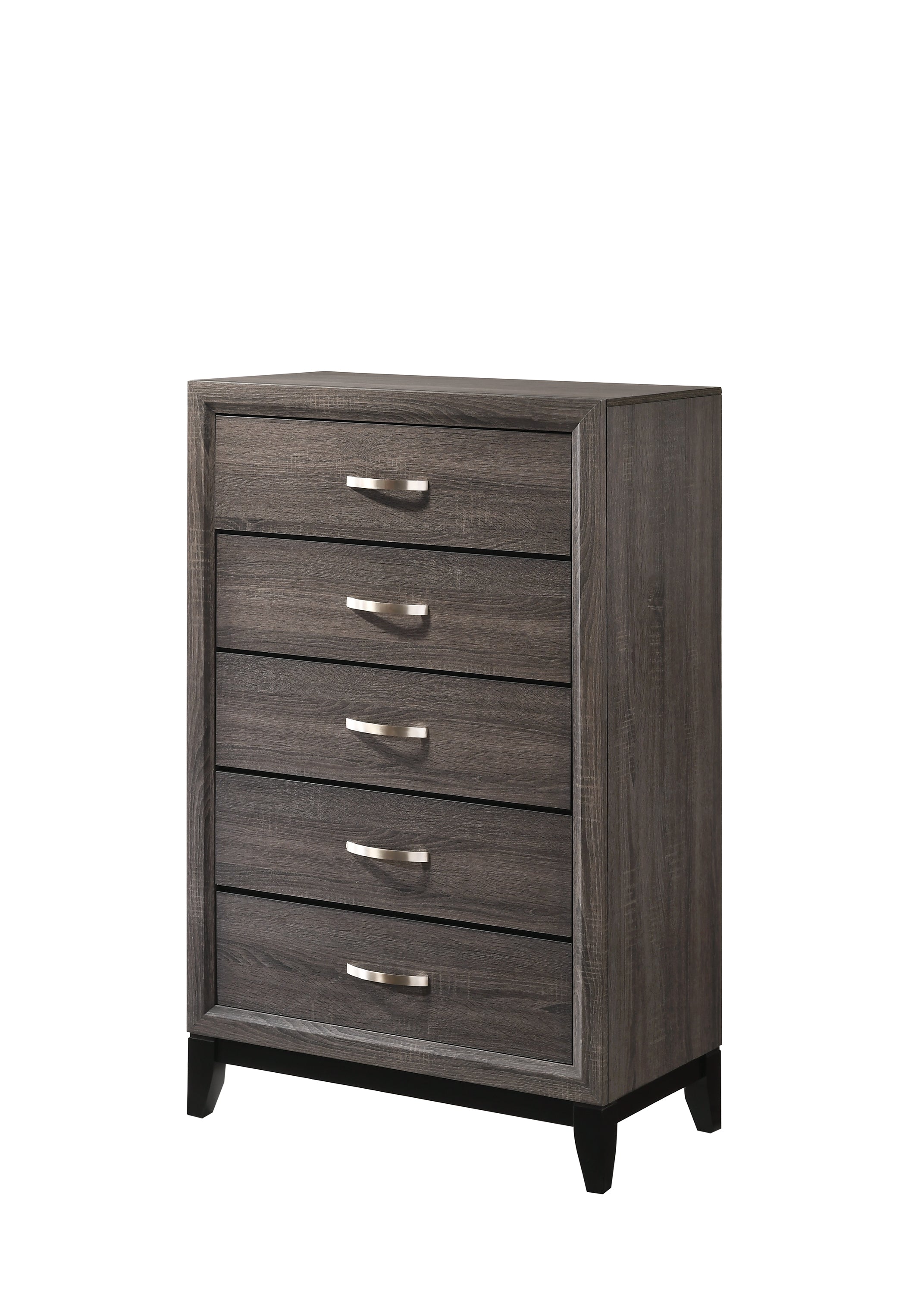 Contemporary Gray 5-Drawer Tall Chest - Wooden Bedroom Furniture
