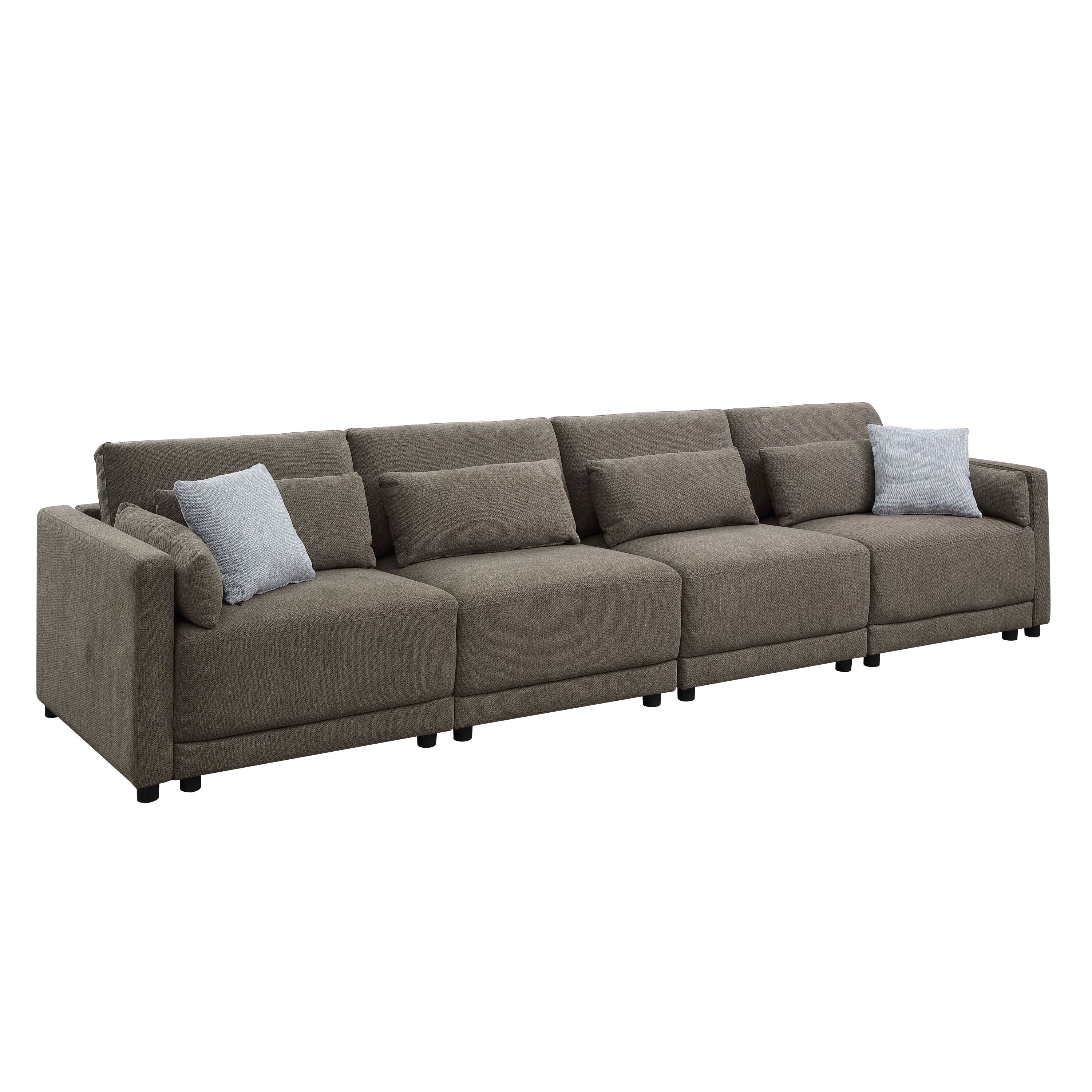 Rylie Brown 4-Pc Linen Modular Sectional Sofa + Pillows