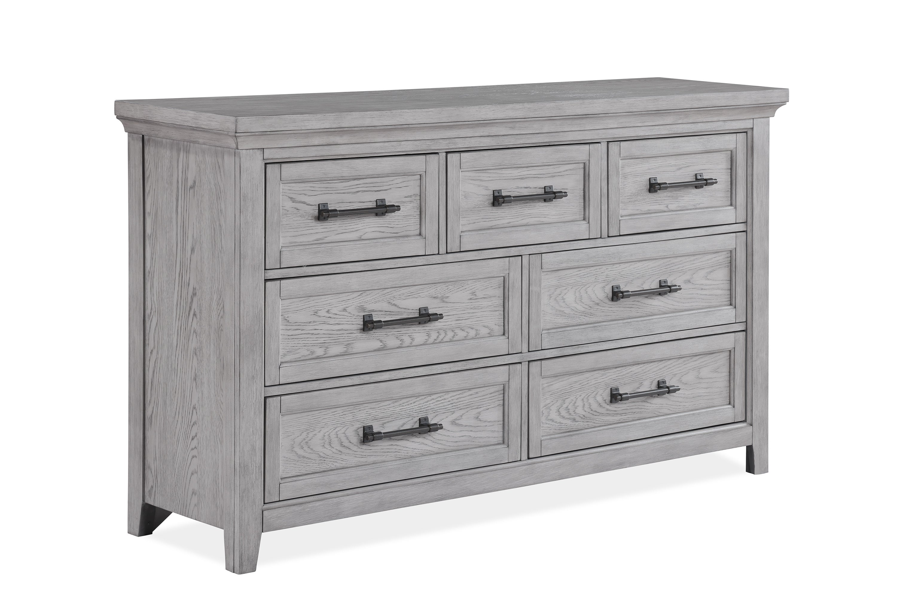 Contemporary Light Gray Wooden Dresser with Metal Pulls