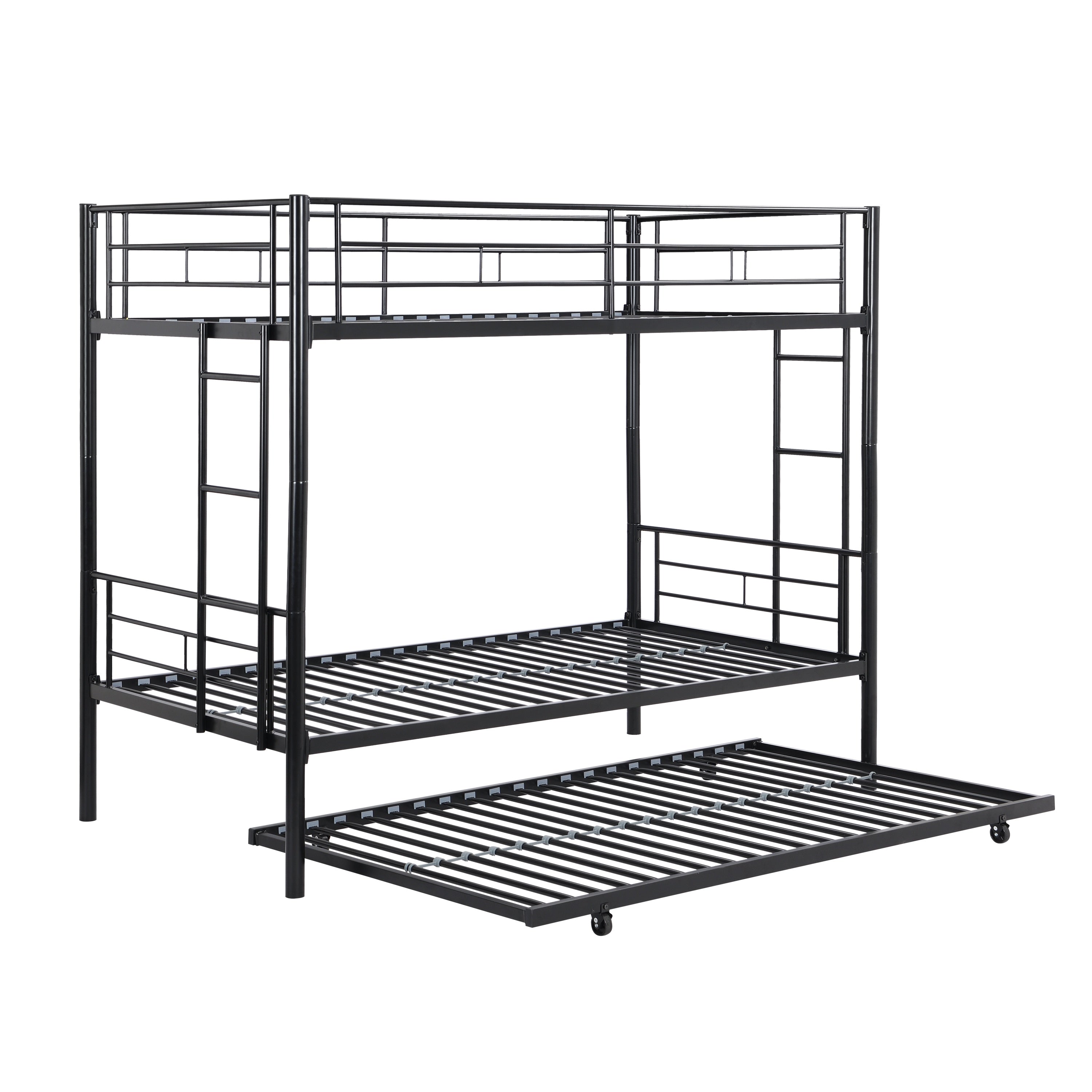 Black Metal Twin Bunk Bed w/ Trundle