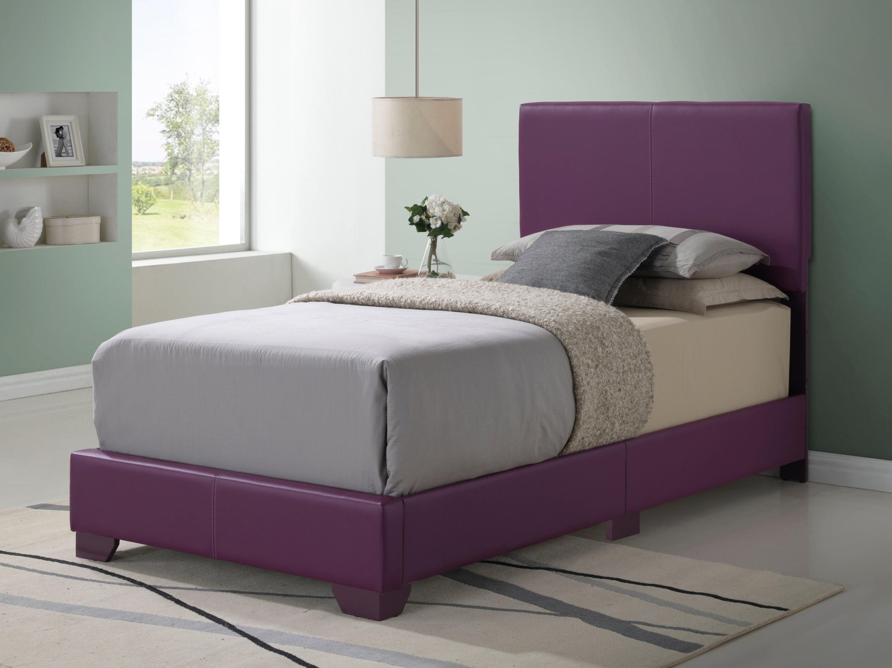 Stylish Twin Bed In Lively Purple Hue