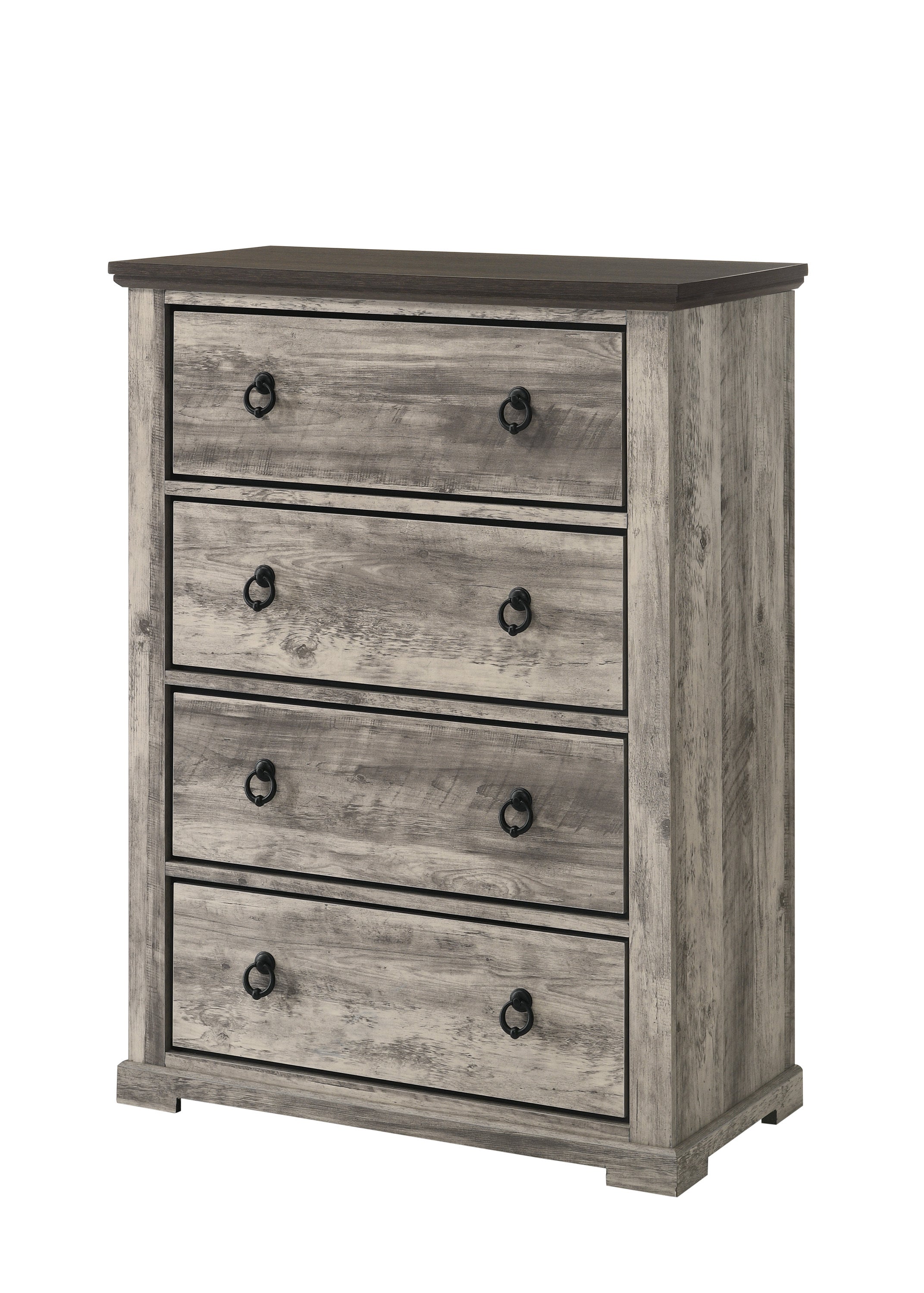 Contemporary Rustic Gray 4-Drawer Wooden Bedroom Chest