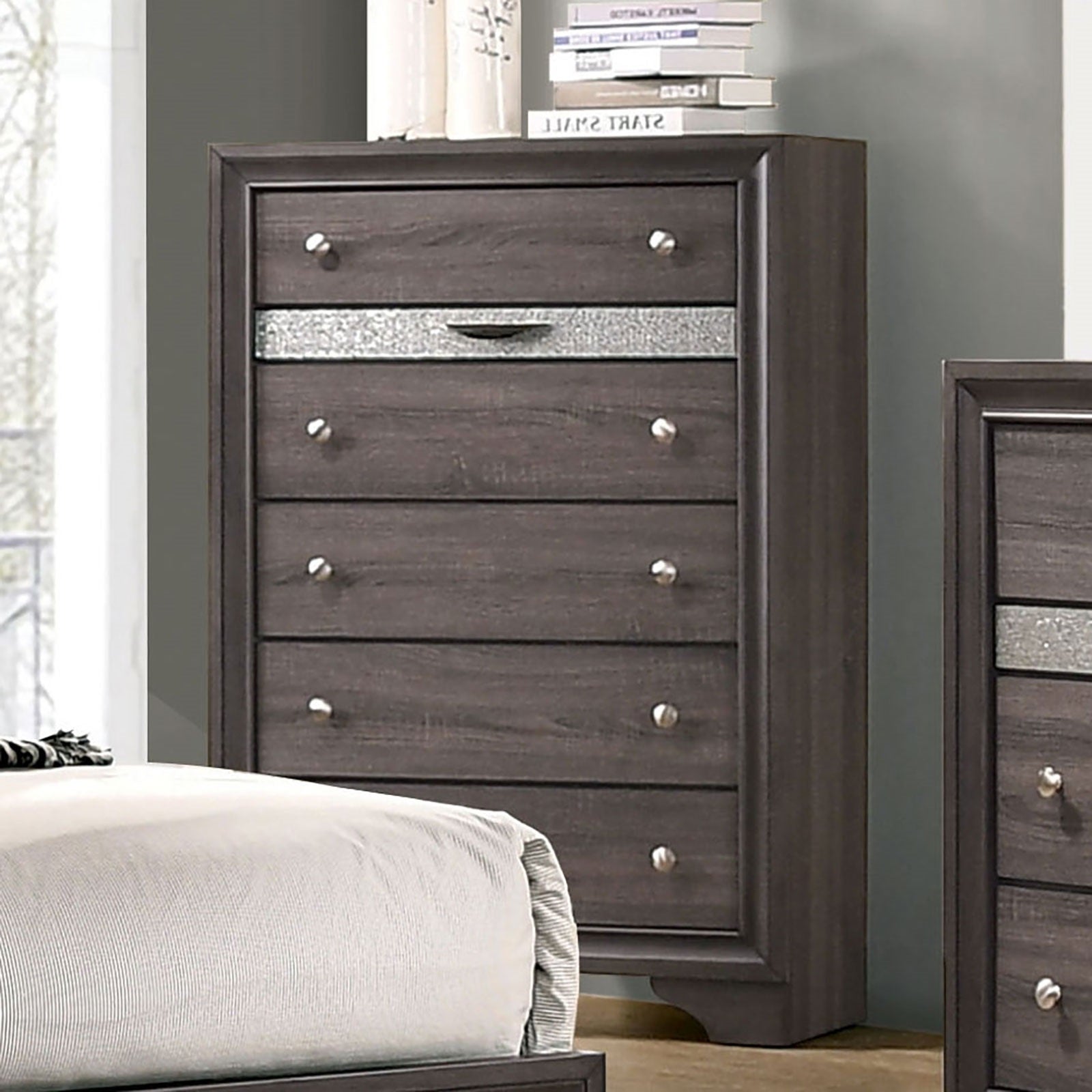 Gray Contemporary Chest Hidden Jewelry Drawer Bedroom