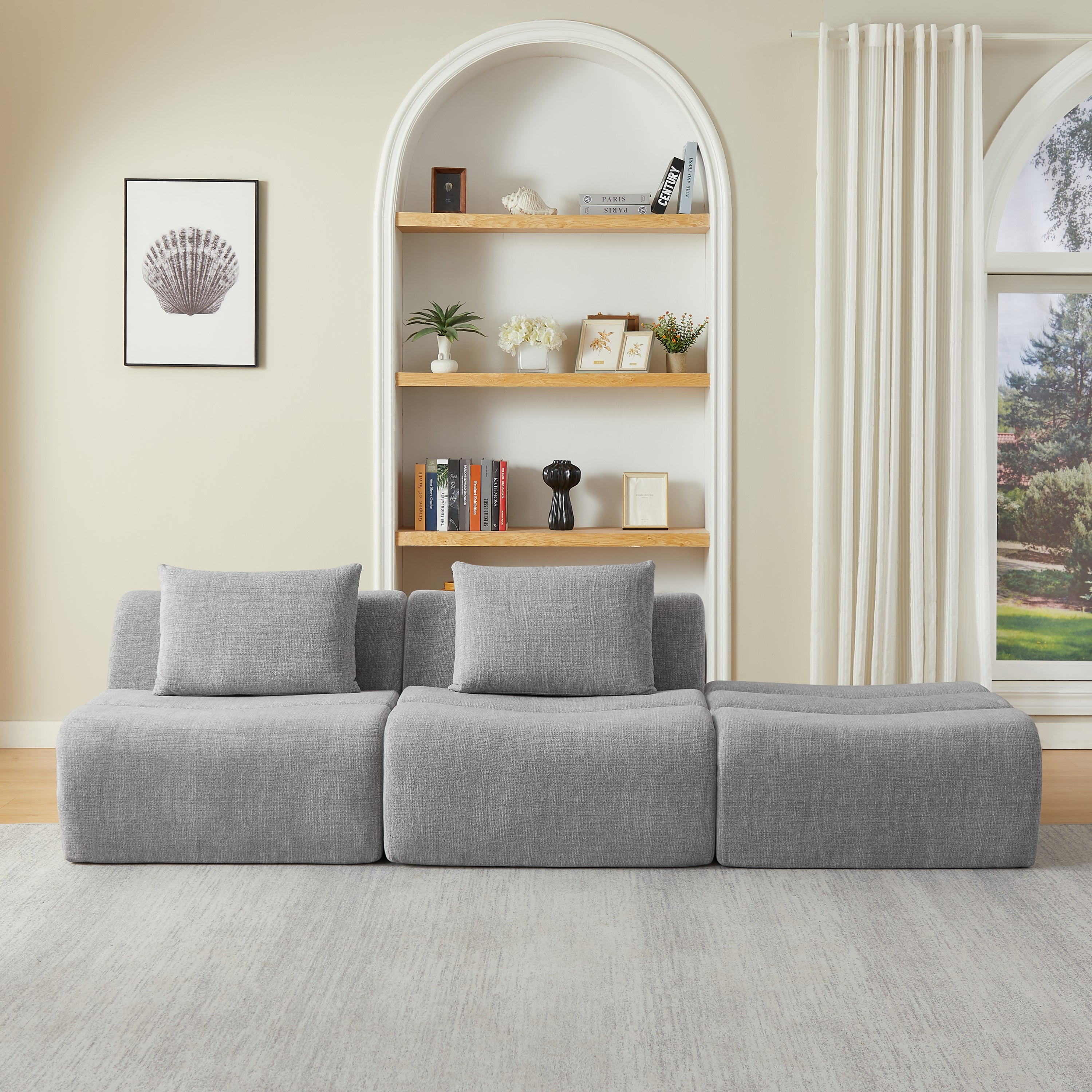 Oversized 3-Seater Compressed Chenille Sofa No Assembly