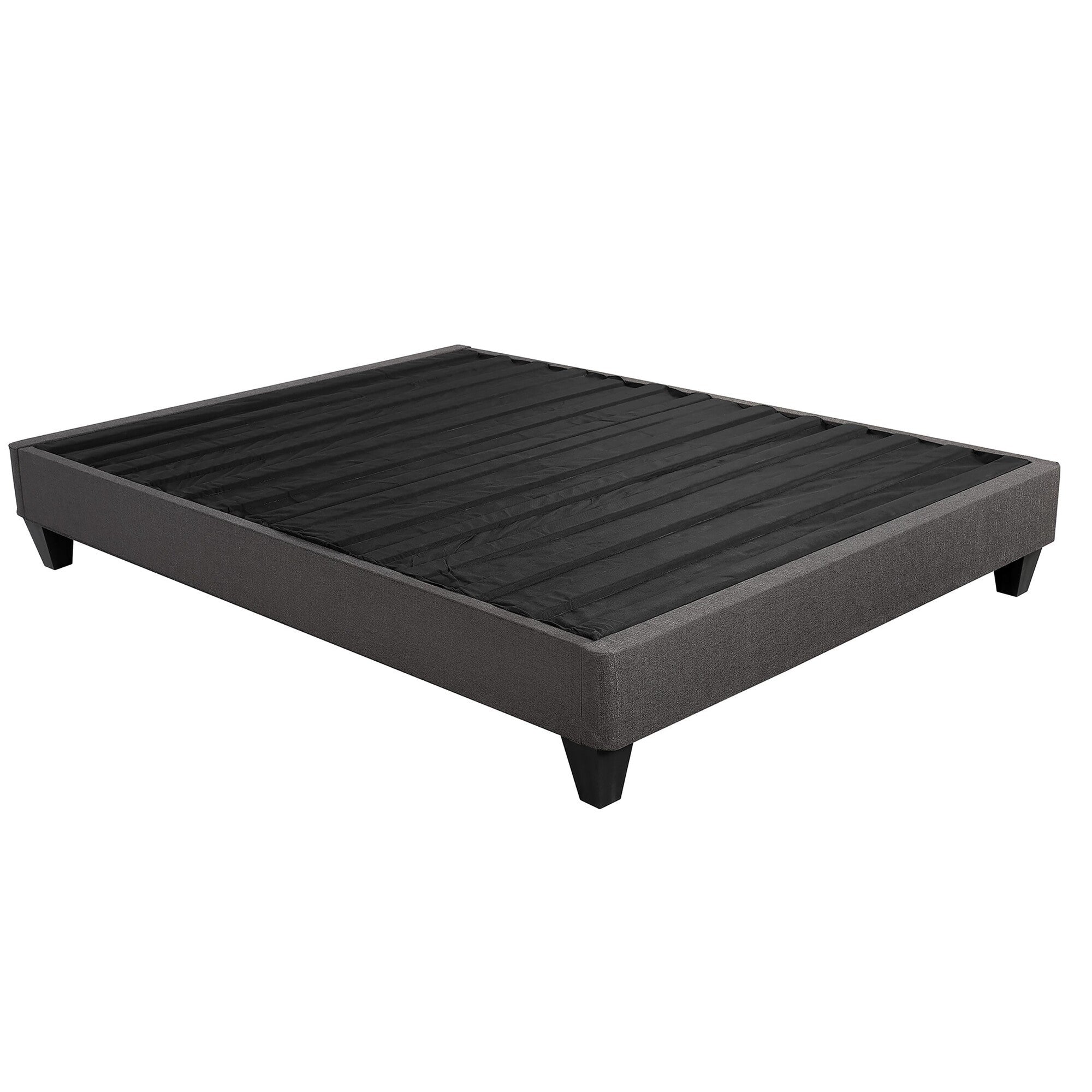 King Upholstered 14in Platform Bed Foundation Dark Gray