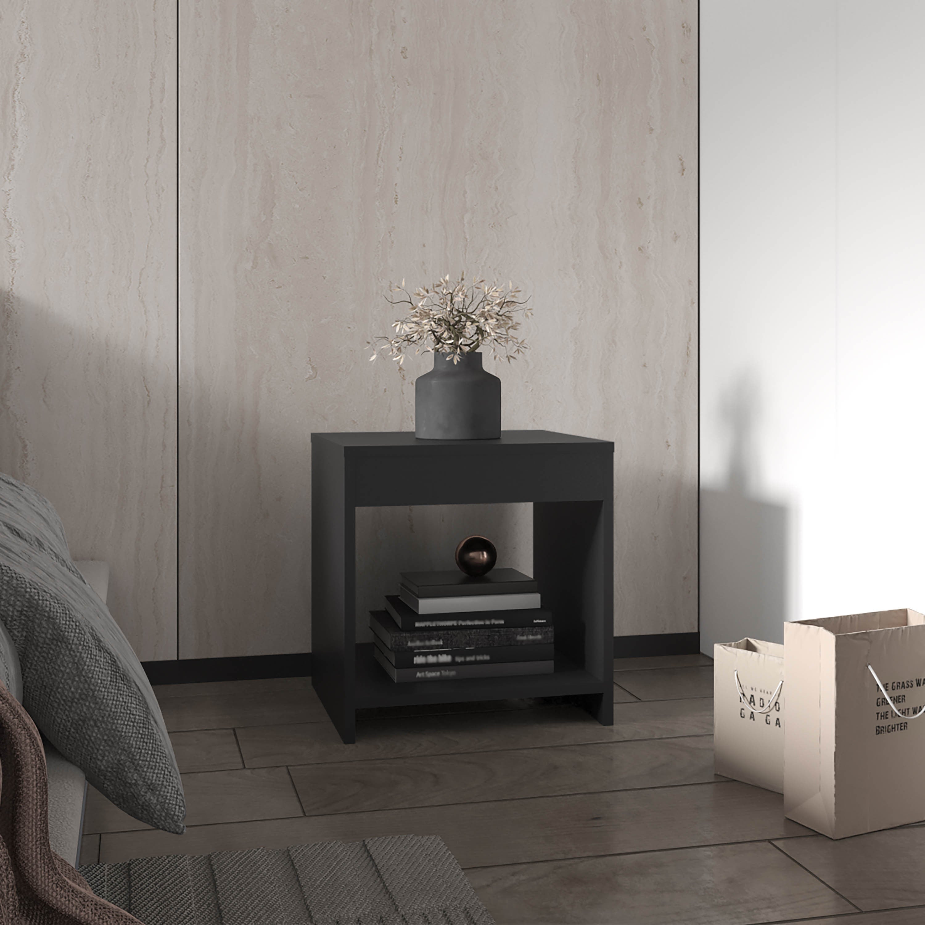 Chroma Minimalist 16.5' Tall Nightstand with Open Shelf